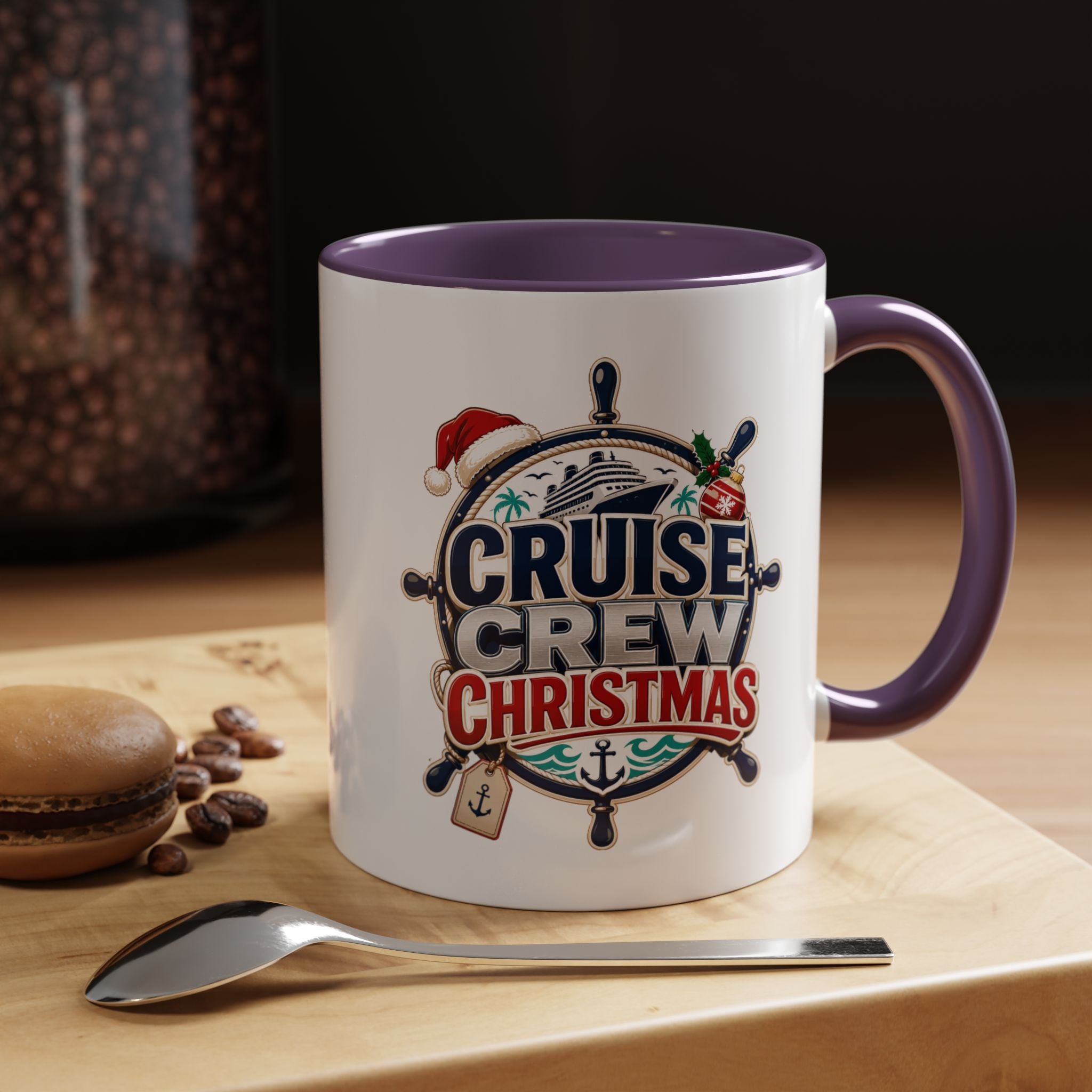 Modern Day Christmas  Cruise Crew Accent Coffee Mug - Holiday Nautical Travel Gift (11/15oz)