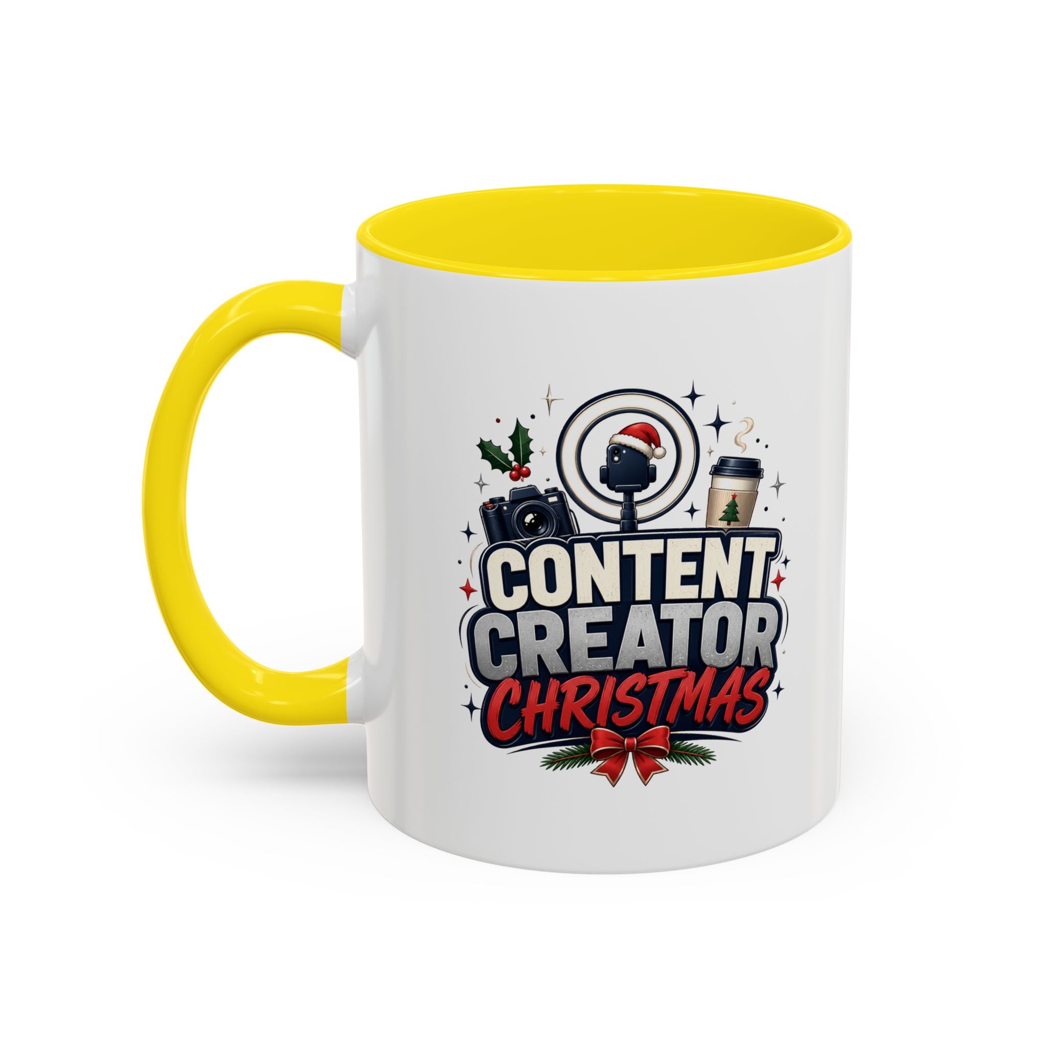 Modern Day Christmas Content Creator Christmas Accent Coffee Mug — Holiday Social Media Gifts (11/15oz)