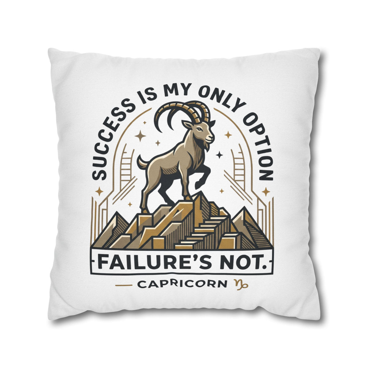 Capricorn Pillowcase – "Success Is My Only Option, Failure's Not" Zodiac Decorative Throw Pillow