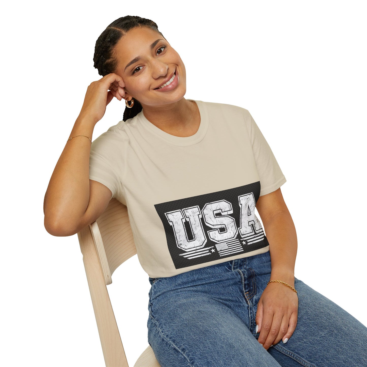 USA Vintage Block T-Shirt — Patriotic Americana Graphic Tee