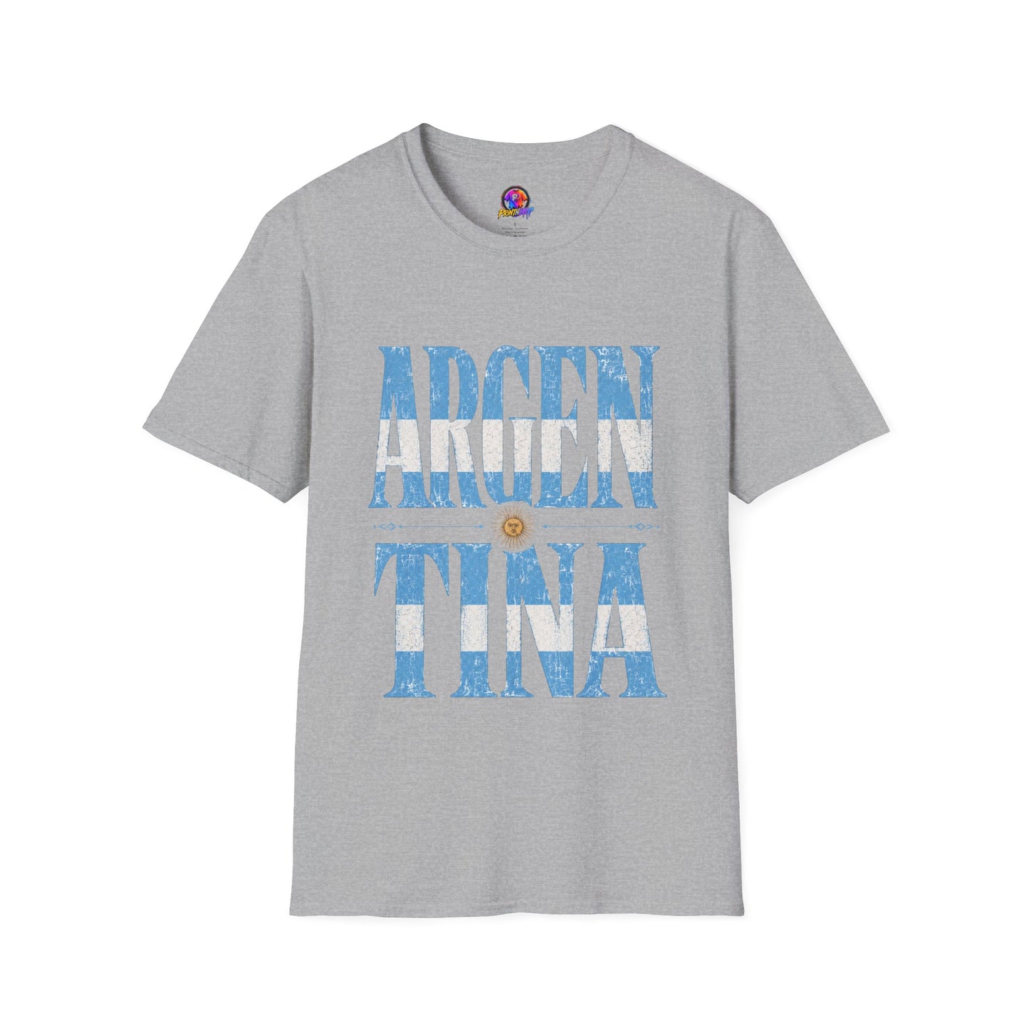 Argentina Flag Graphic T‑Shirt — Vintage Blue Distressed Typography