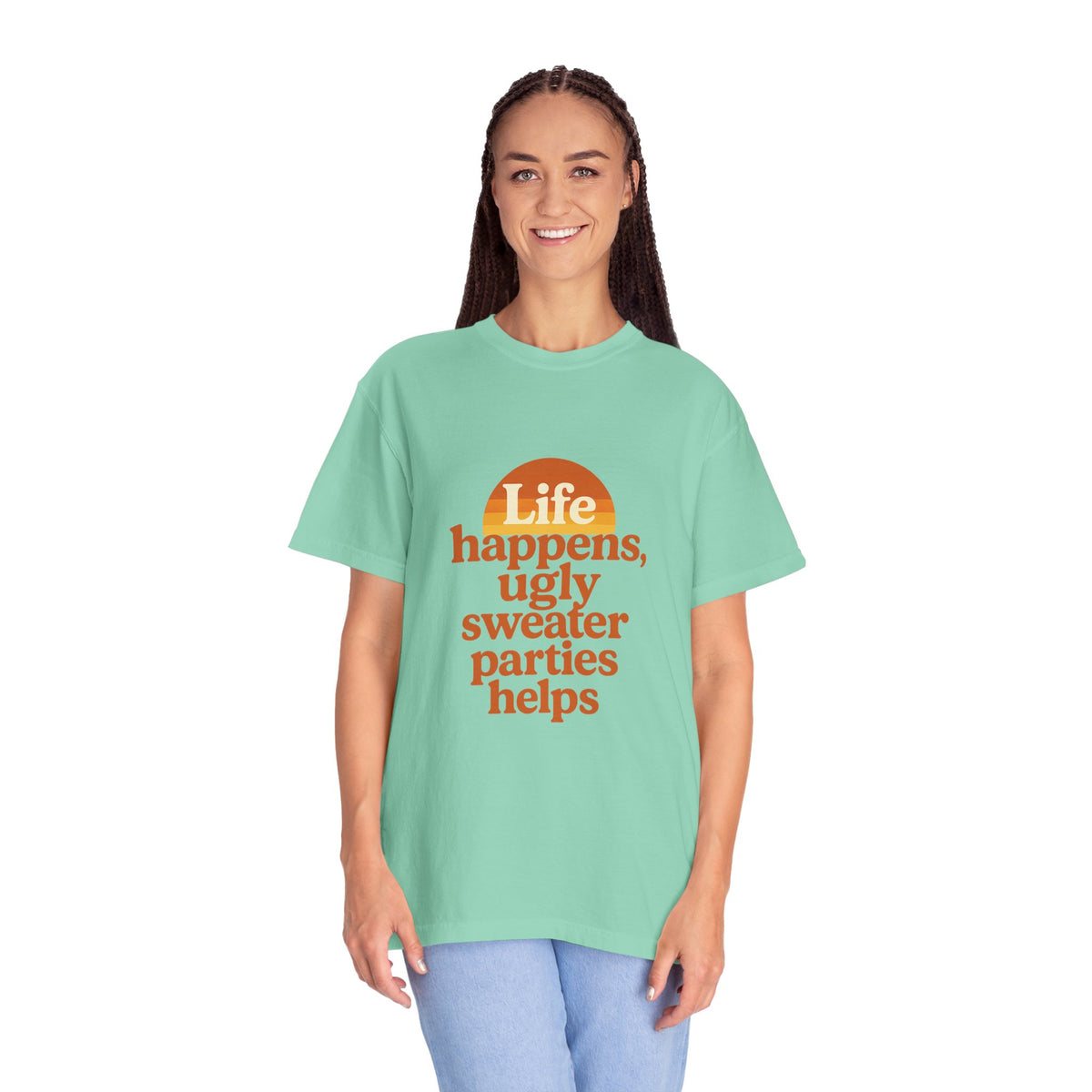 Life Happens Ugly Sweater Parties Helps T-Shirt - Trending Now - October 2026