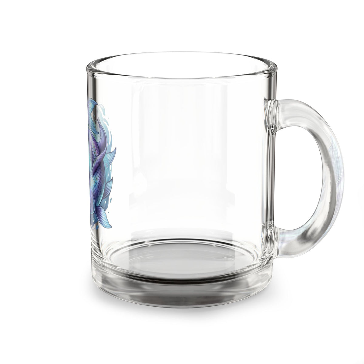 Pisces Koi Fish 10oz Glass Mug — Blue Aquatic Ceramic-Inspired Tea & Coffee Cup