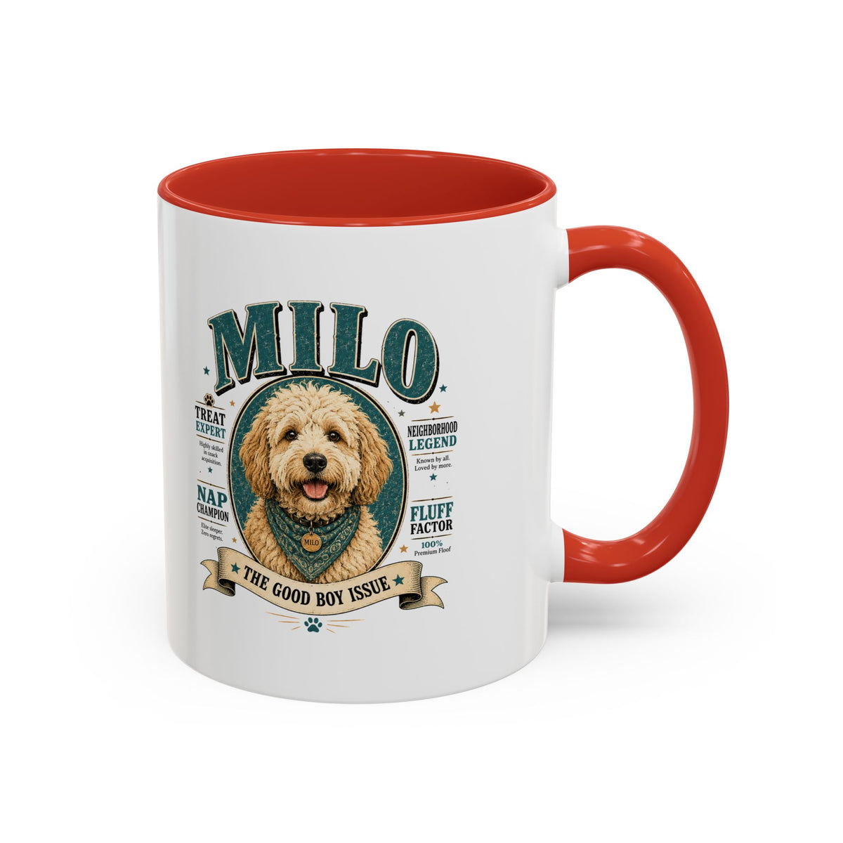Milo Bailey Dog Dad Mom Milo Personalized Dog Coffee Mug — 'The Good Boy Issue' Accent
