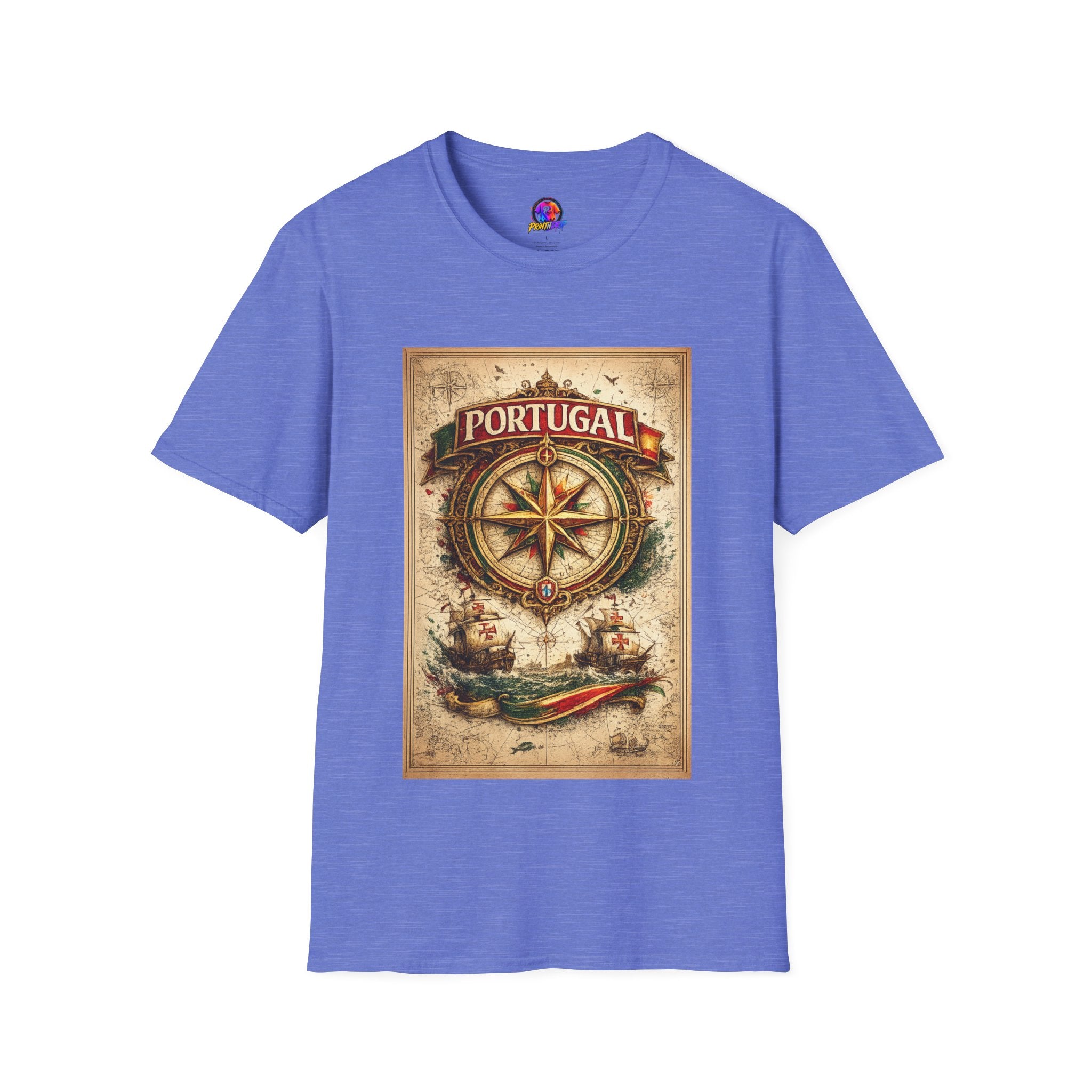 Portugal Compass T‑Shirt — Vintage Nautical Travel Tee