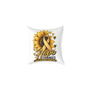 Childhood Cancer Awareness Pillow — 'Hope Changes' Sunflower Ribbon Square Throw Pillow