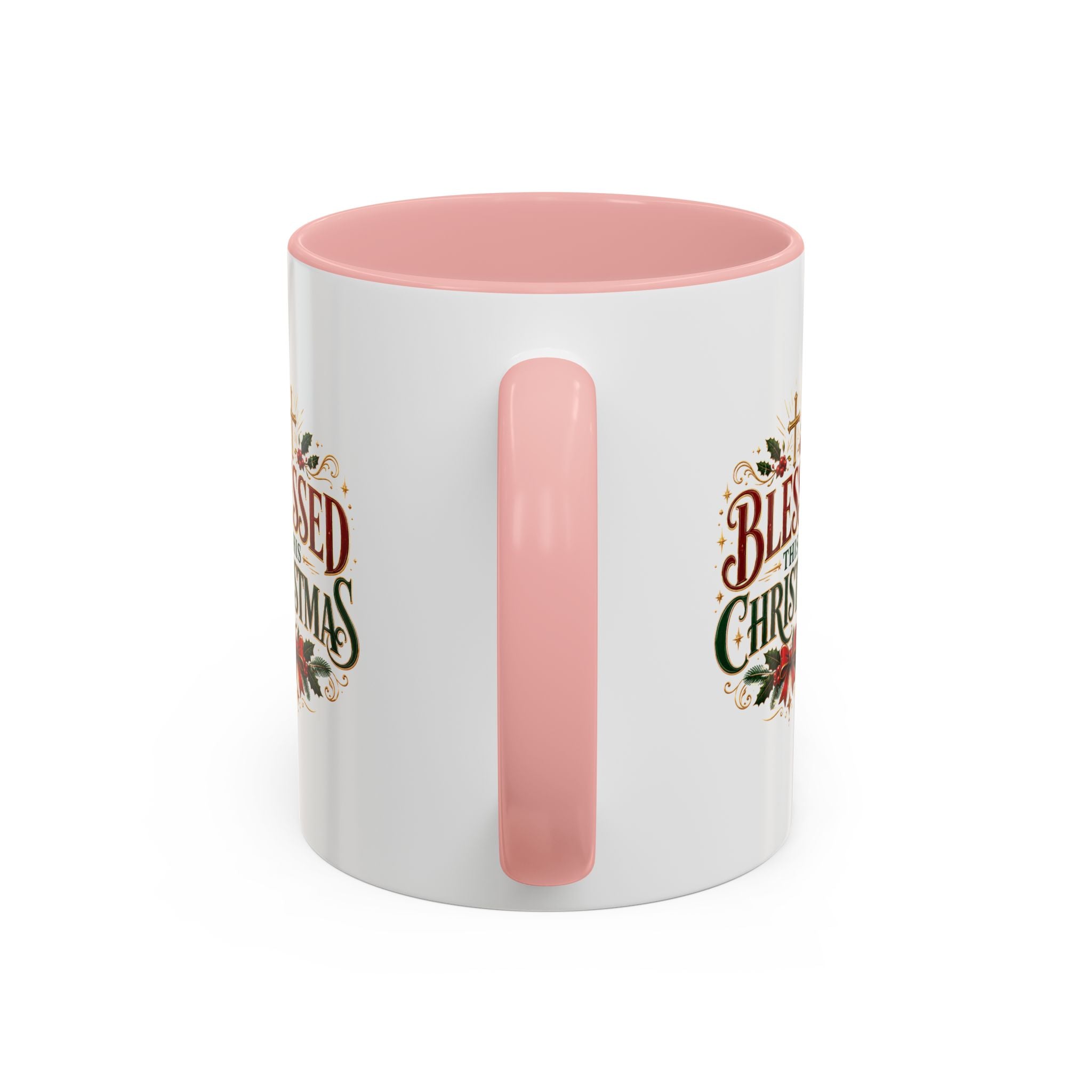 Blessed This Christmas Accent Coffee Mug – Holiday Religious Poinsettia Coffee Cup