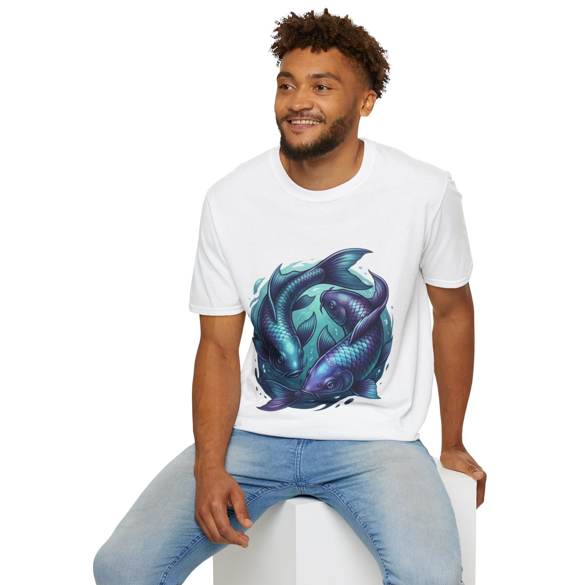 Koi Fish Circle T-Shirt — Artistic Yin Yang Aquatic Tee