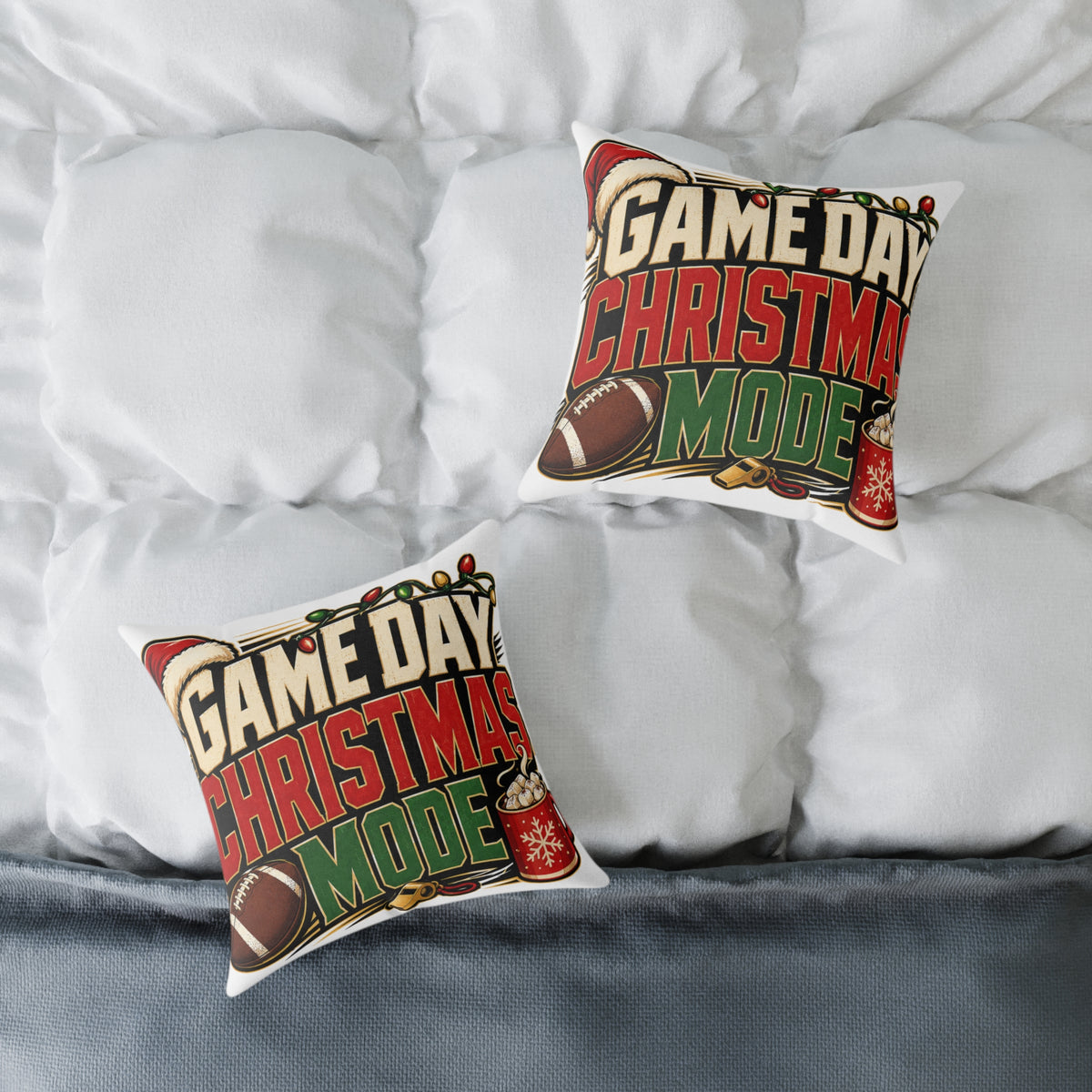 Modern Day Christmas Game Day Christmas Mode Square Poly Canvas Pillow