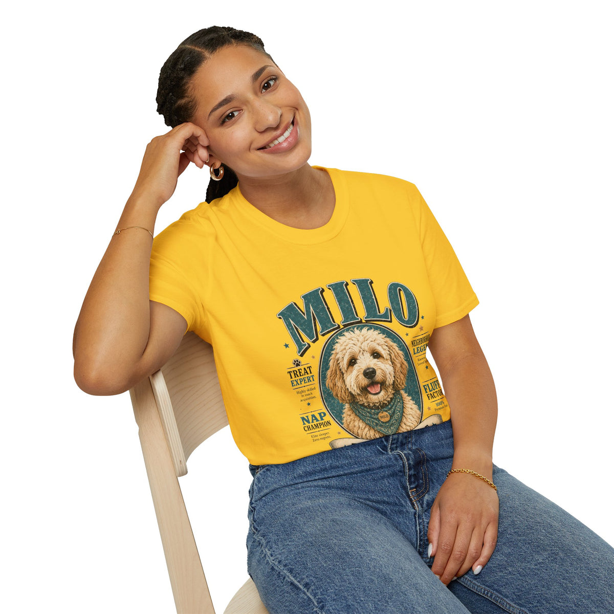 Dog Lover T-Shirt — "MILO" Personalized Pet Portrait Tee