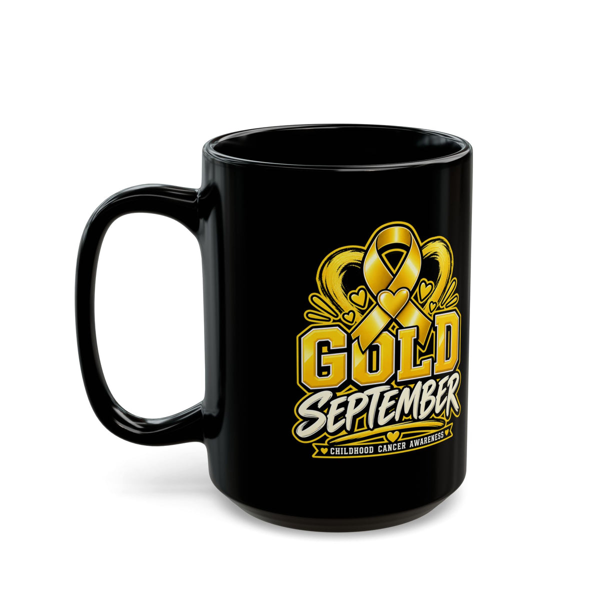 Gold September Mug — Childhood Cancer Awareness Coffee Cup (11oz/15oz)