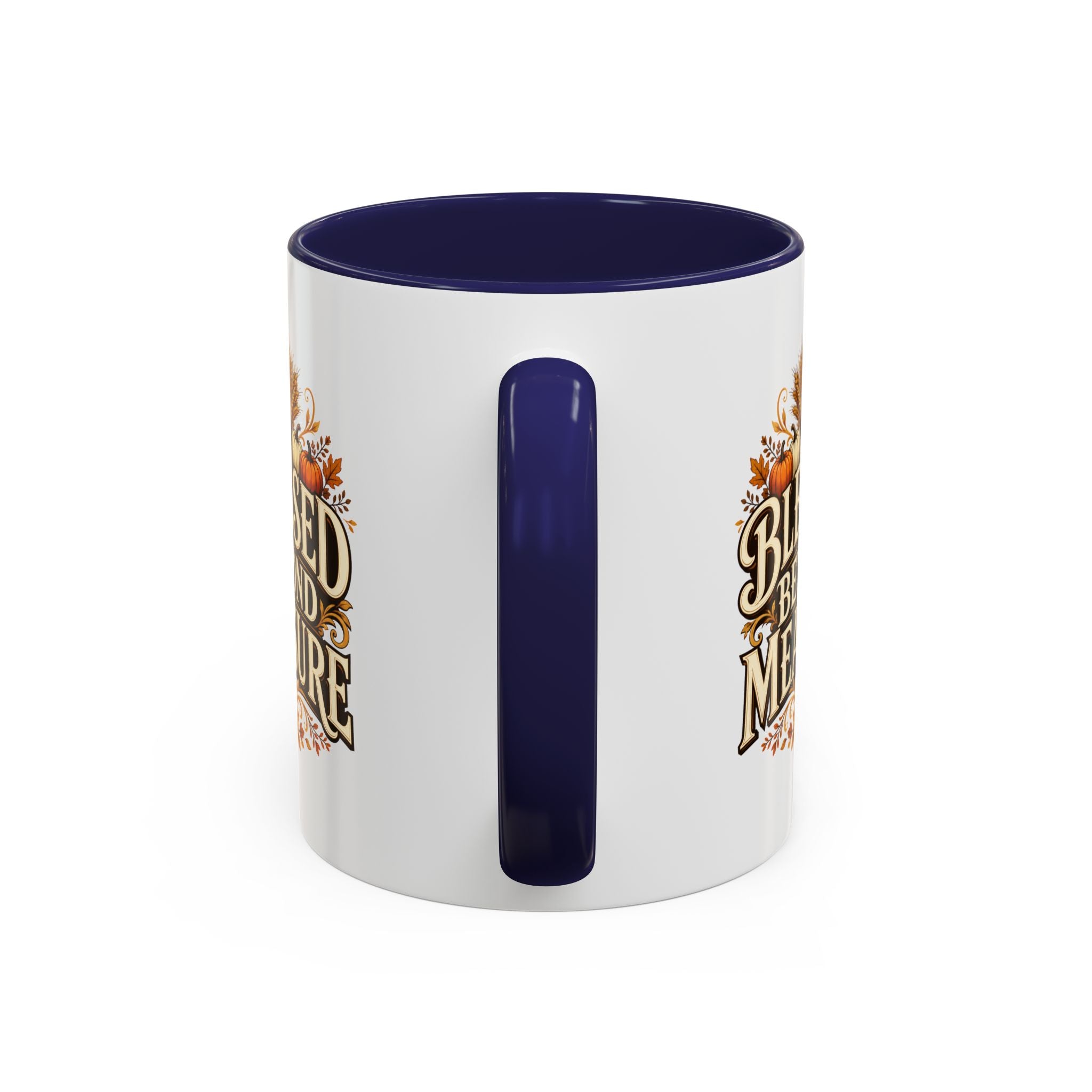 Thanksgiving Mug Blessed Beyond Measure Accent Coffee Mug — Fall Pumpkin & Wheat Autumn Faith Mug