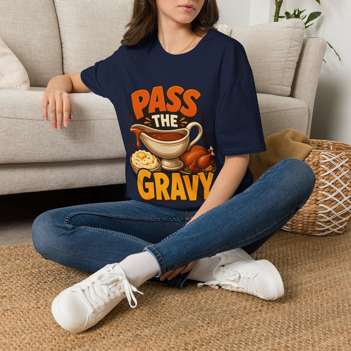 Thanksgiving T-Shirt Pass the Gravy T-Shirt — Funny Thanksgiving Turkey Dinner Tee