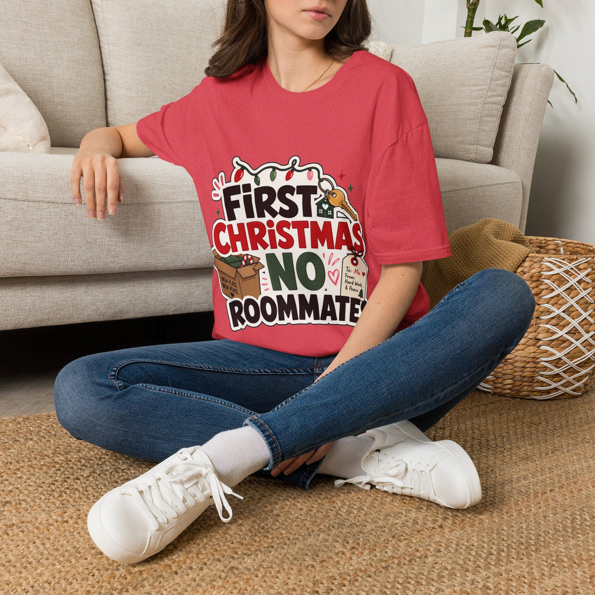 First Christmas No Roommates T-Shirt — Funny Holiday New Home Tee
