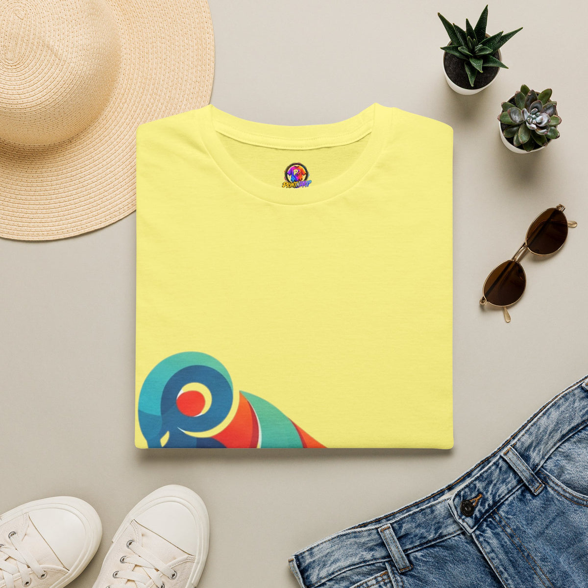 Ram Graphic T-Shirt — Colorful Geometric Sheep/Goat Art