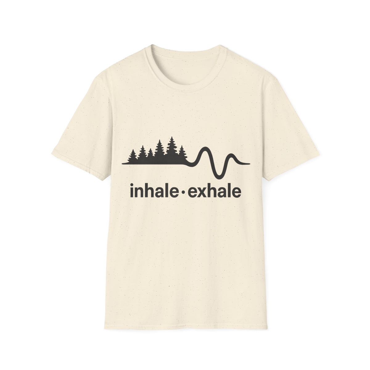 "Inhale Exhale" Mountain Pulse Graphic Tee - Minimalist Breathe Yoga Mindfulness White T-Shirt - Trending Now - September 2026