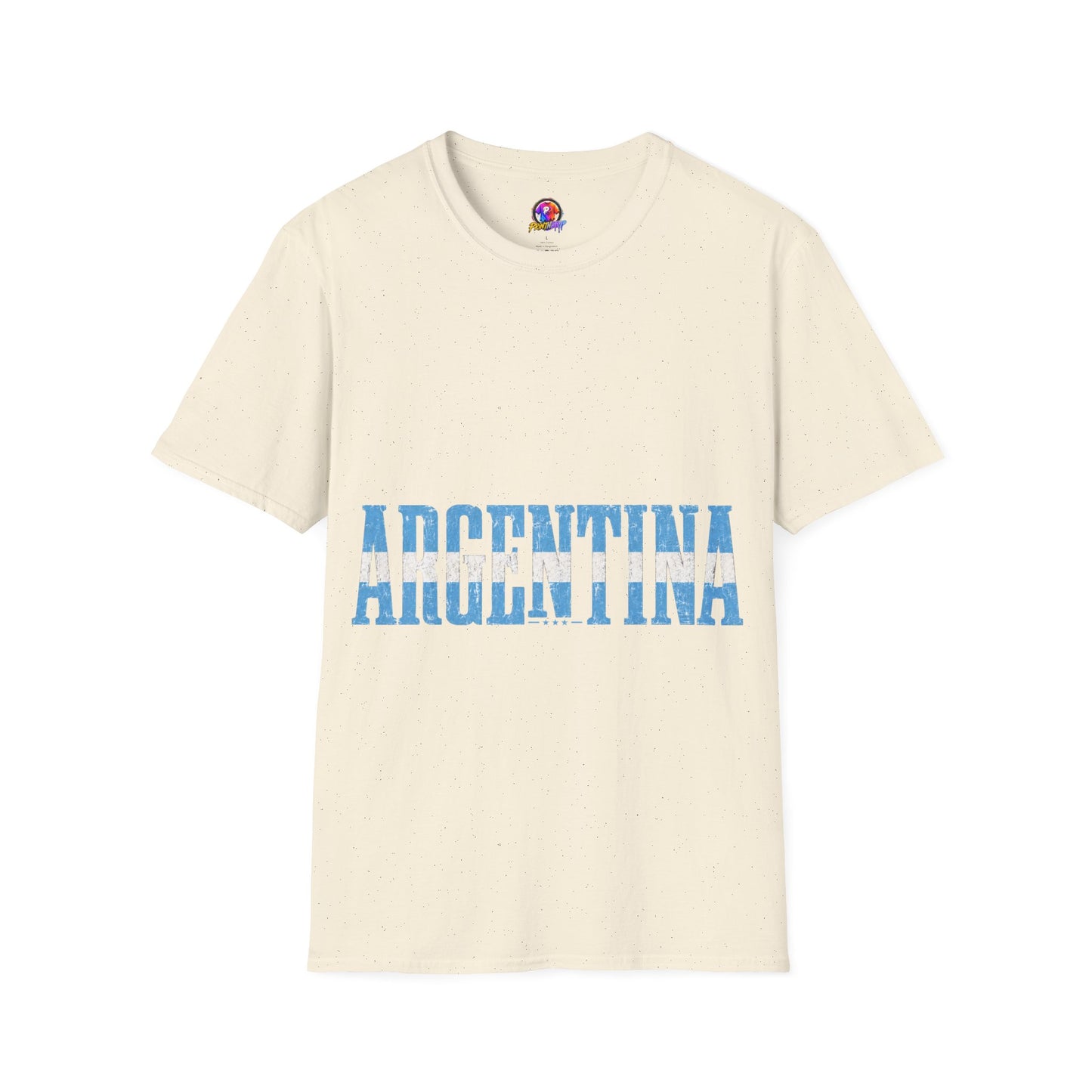 Argentina Stencil Tee — Horizontal Blue Text Argentina T-Shirt