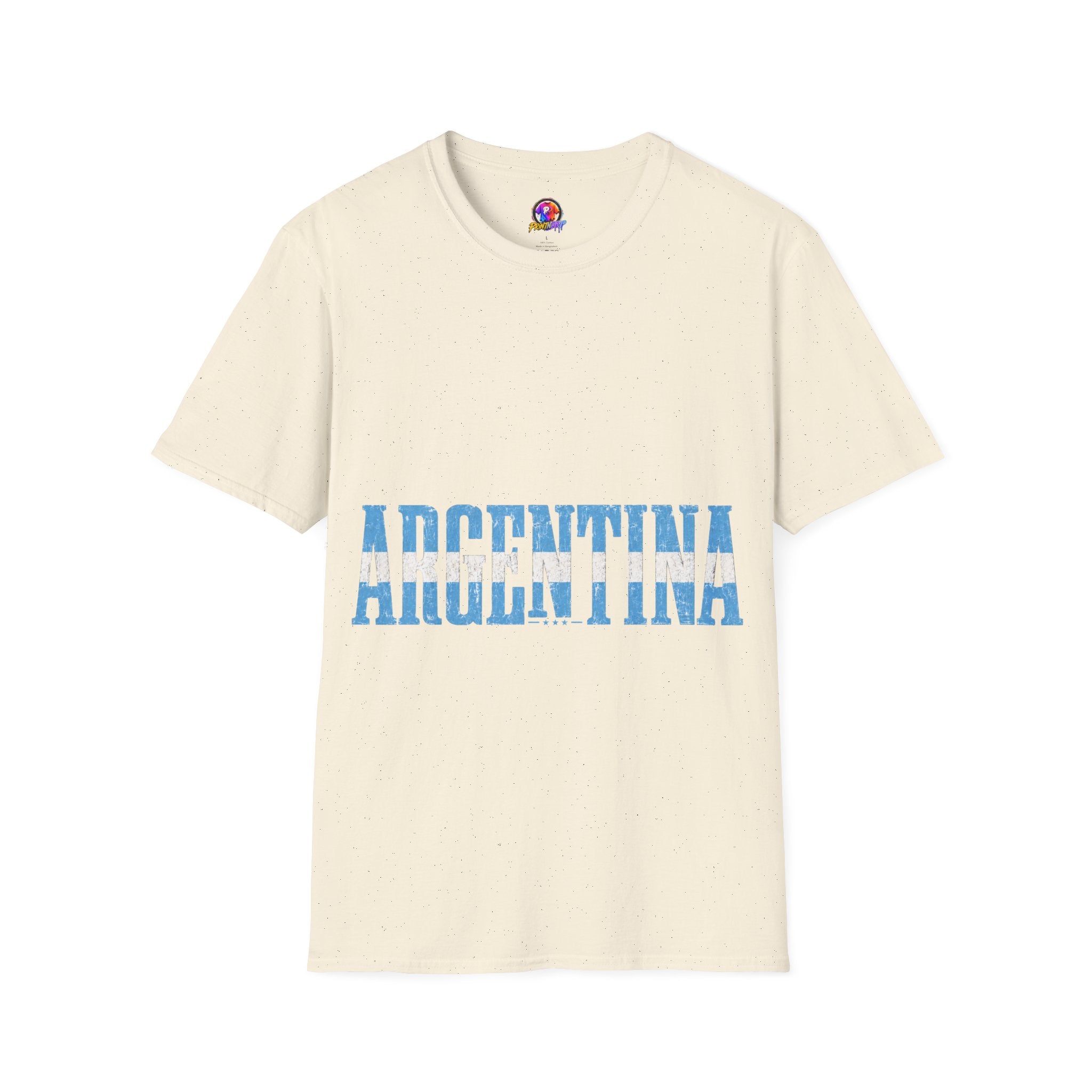 Argentina Stencil Tee — Horizontal Blue Text Argentina T-Shirt