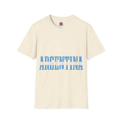 Argentina Stencil Tee — Horizontal Blue Text Argentina T-Shirt
