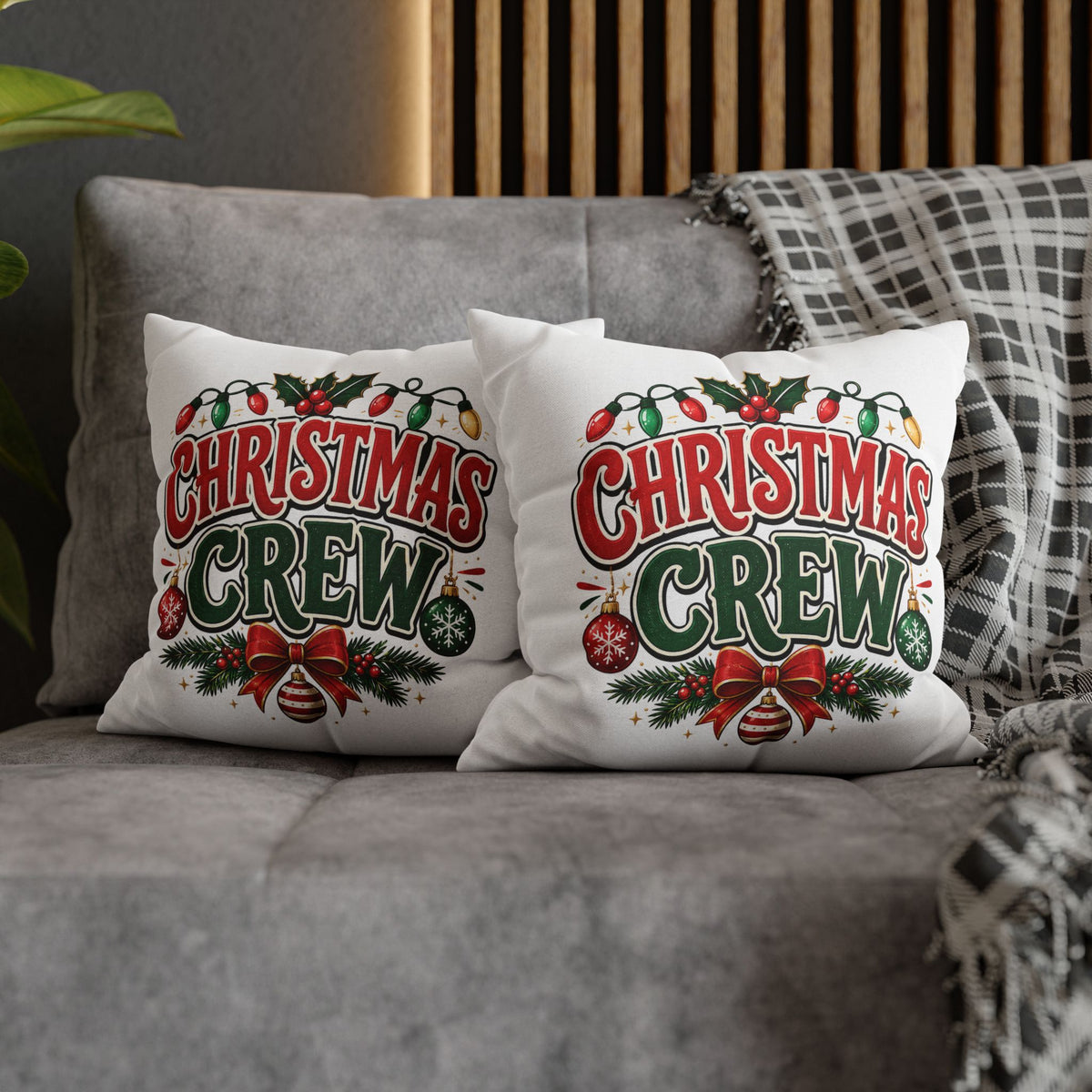 Christmas Crew Holiday Throw Pillowcase — Festive Decorative Cushion Cover