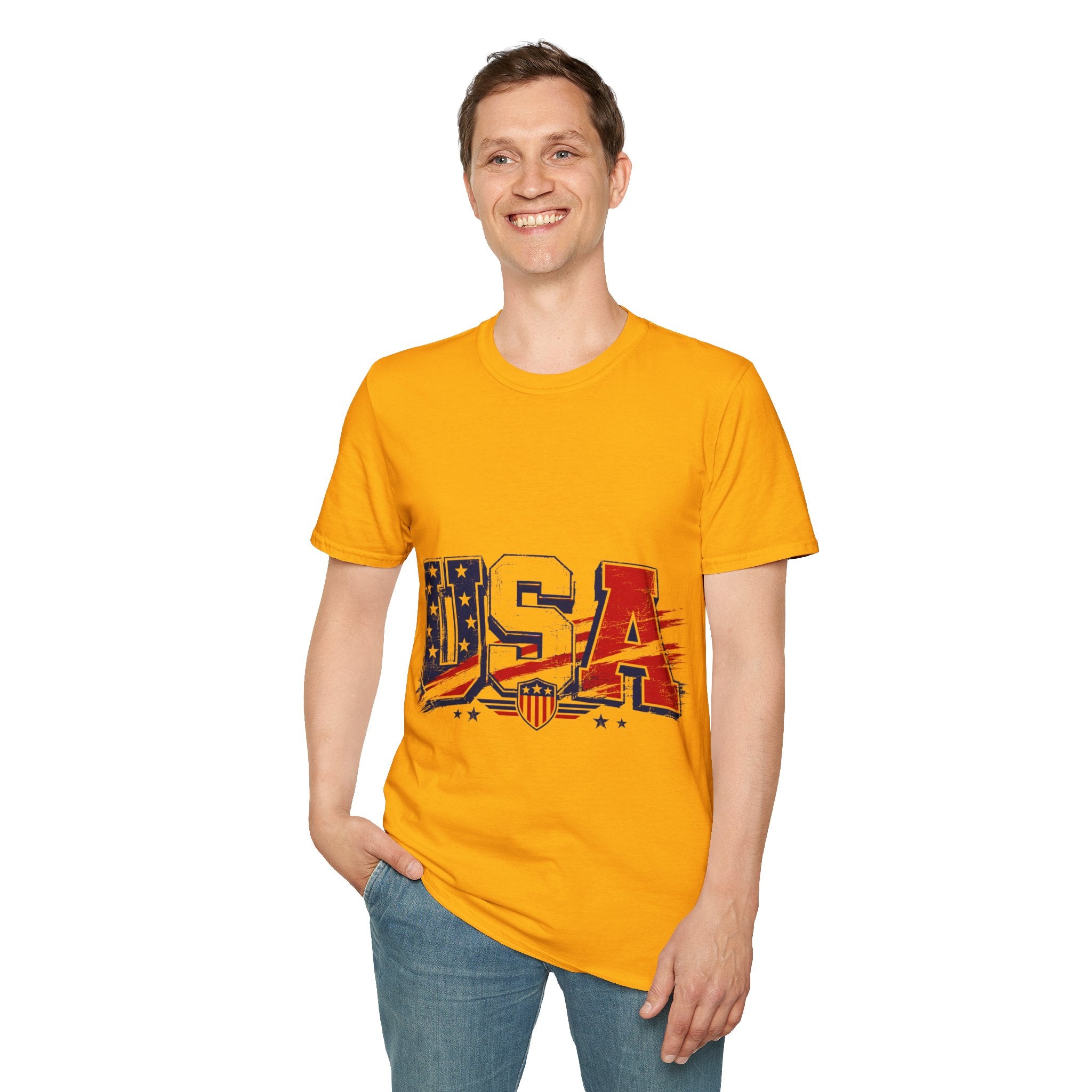 USA Flag Graphic T-Shirt — Patriotic Red White & Blue Tee