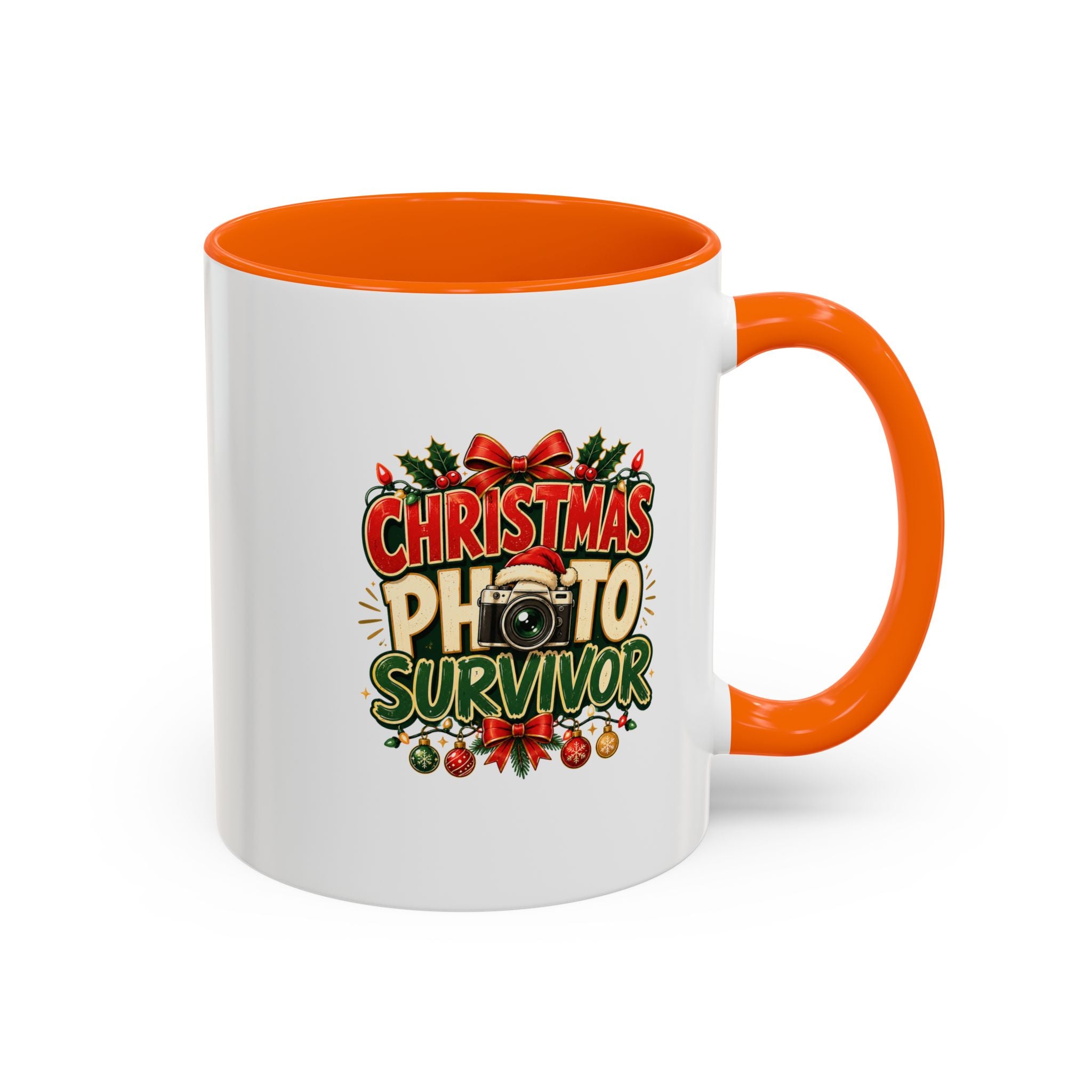 Christmas Photo Survivor Accent Coffee Mug — Holiday Photographer Gift