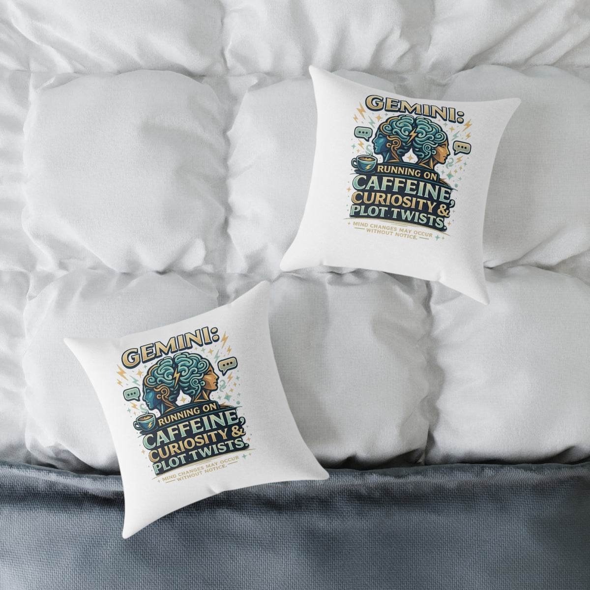 Gemini Zodiac Running On Caffeine Square Poly Canvas Pillow