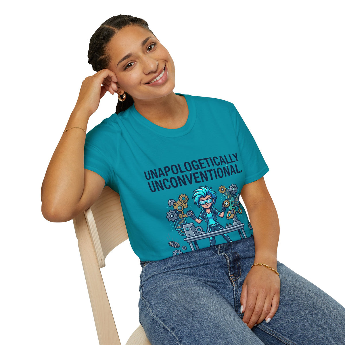 Unapologetically Unconventional T-Shirt — Quirky Steampunk Inventor Graphic Tee