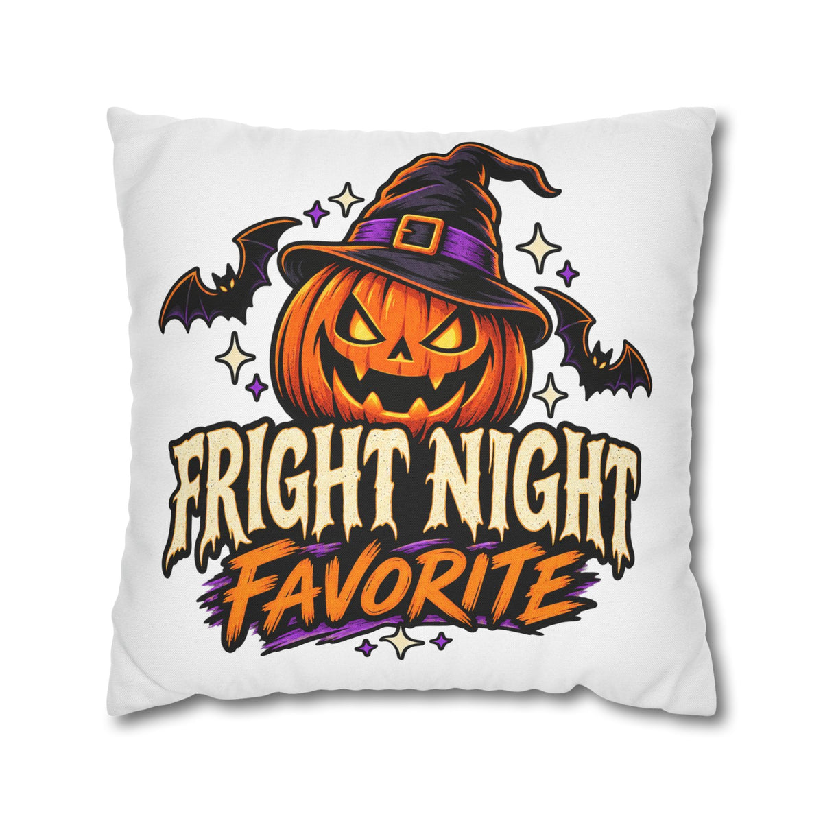 Halloween Pumpkin Pillowcase — "Fright Night Favorite" Spun Polyester Throw Pillow Cover