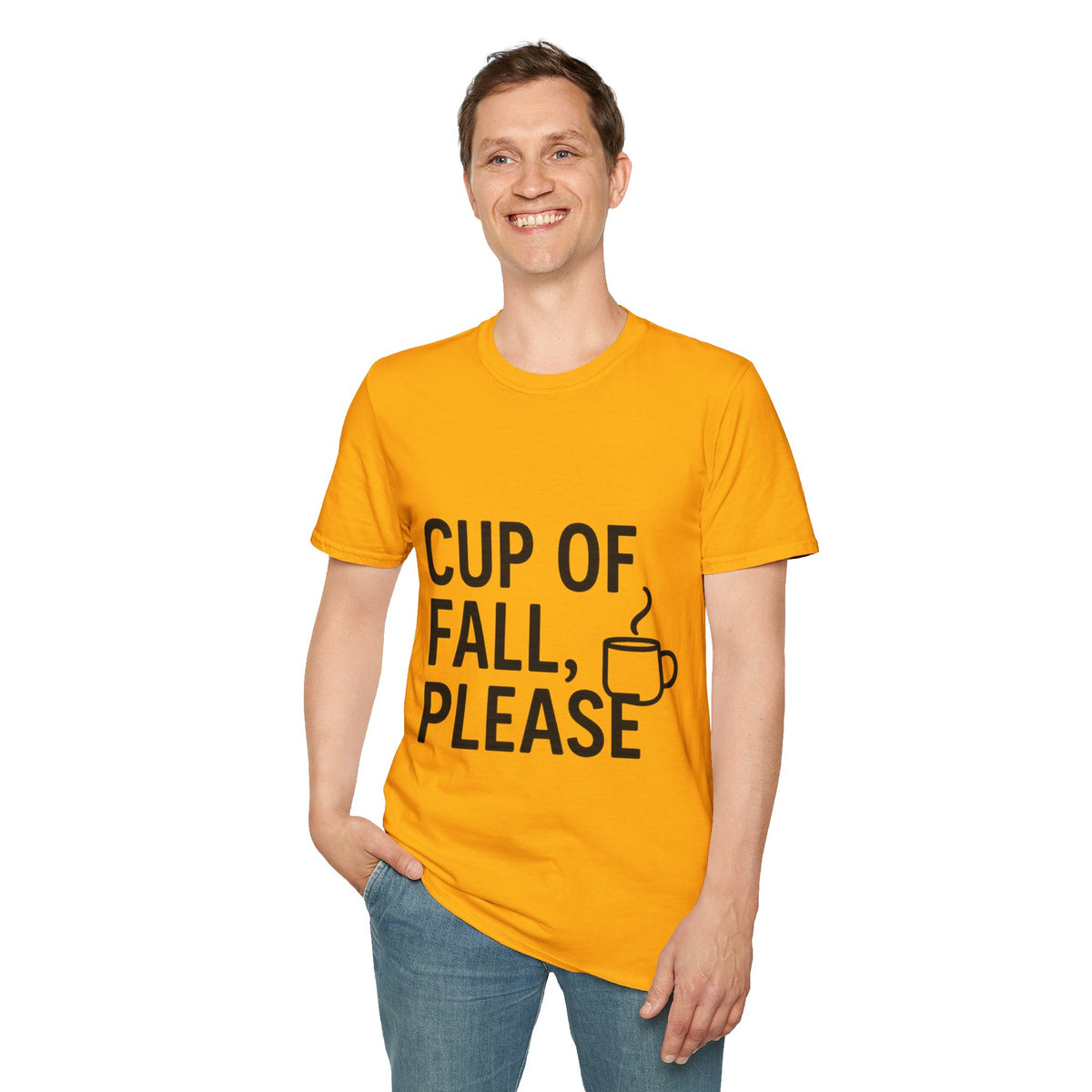 "Cup Of Fall Please" Minimalist Coffee Graphic Tee - Cozy Autumn Quote White T-Shirt - Trending Now - September 2026
