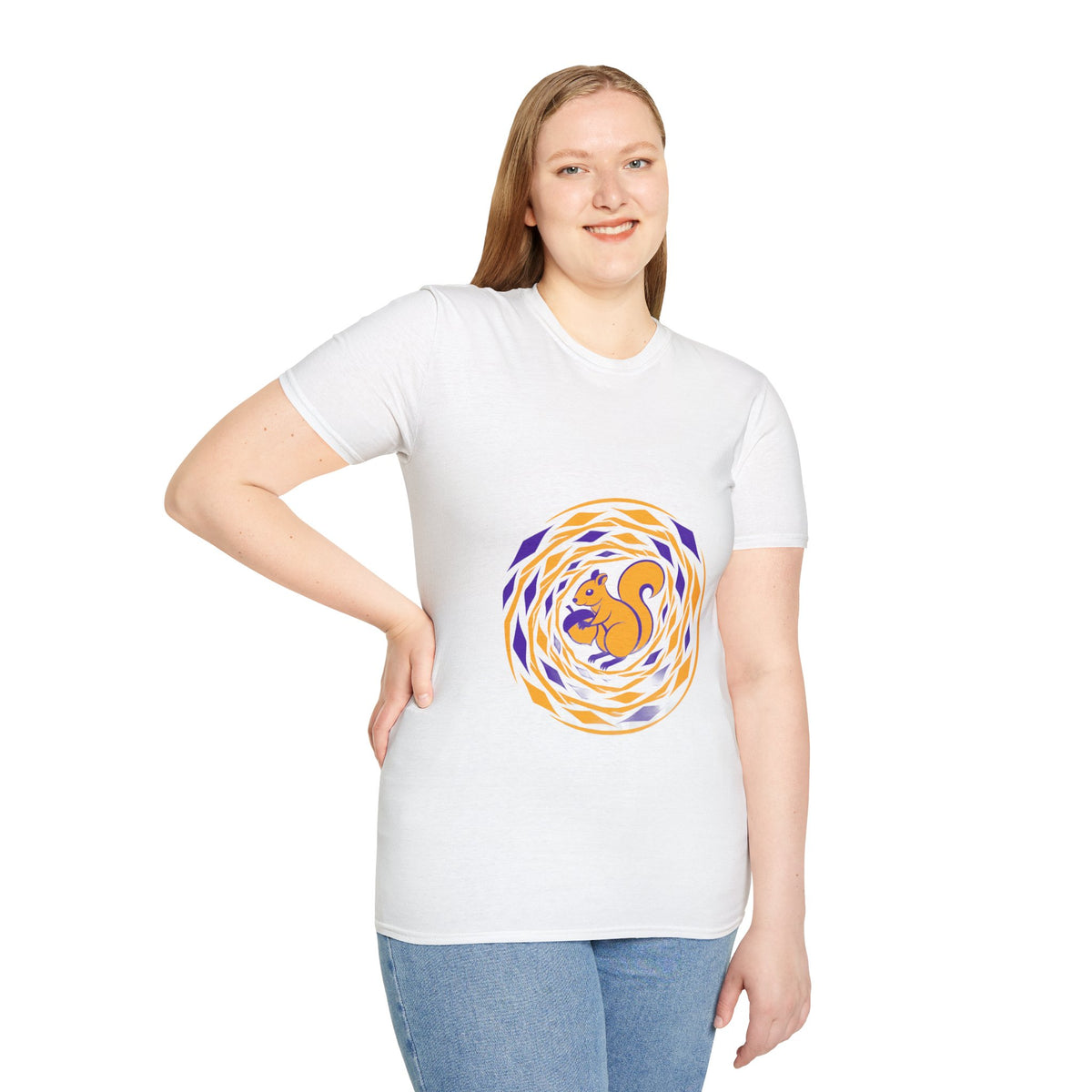 Squirrel Swirl Graphic T-Shirt — Playful Orange & Purple Nature Tee - Trending Now - September 2026