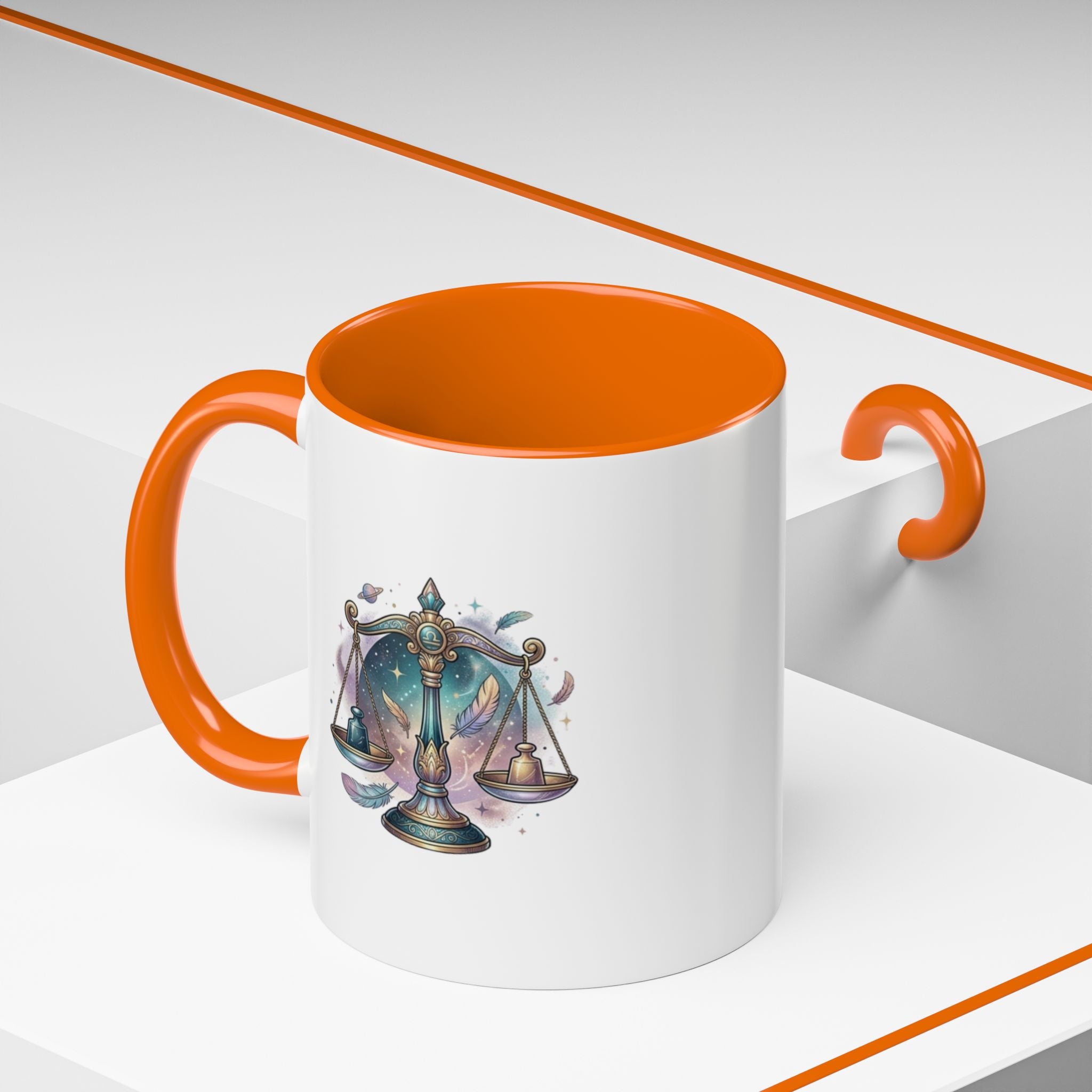 Libra Zodiac Scales Accent Coffee Mug — Astrology Constellation Gift