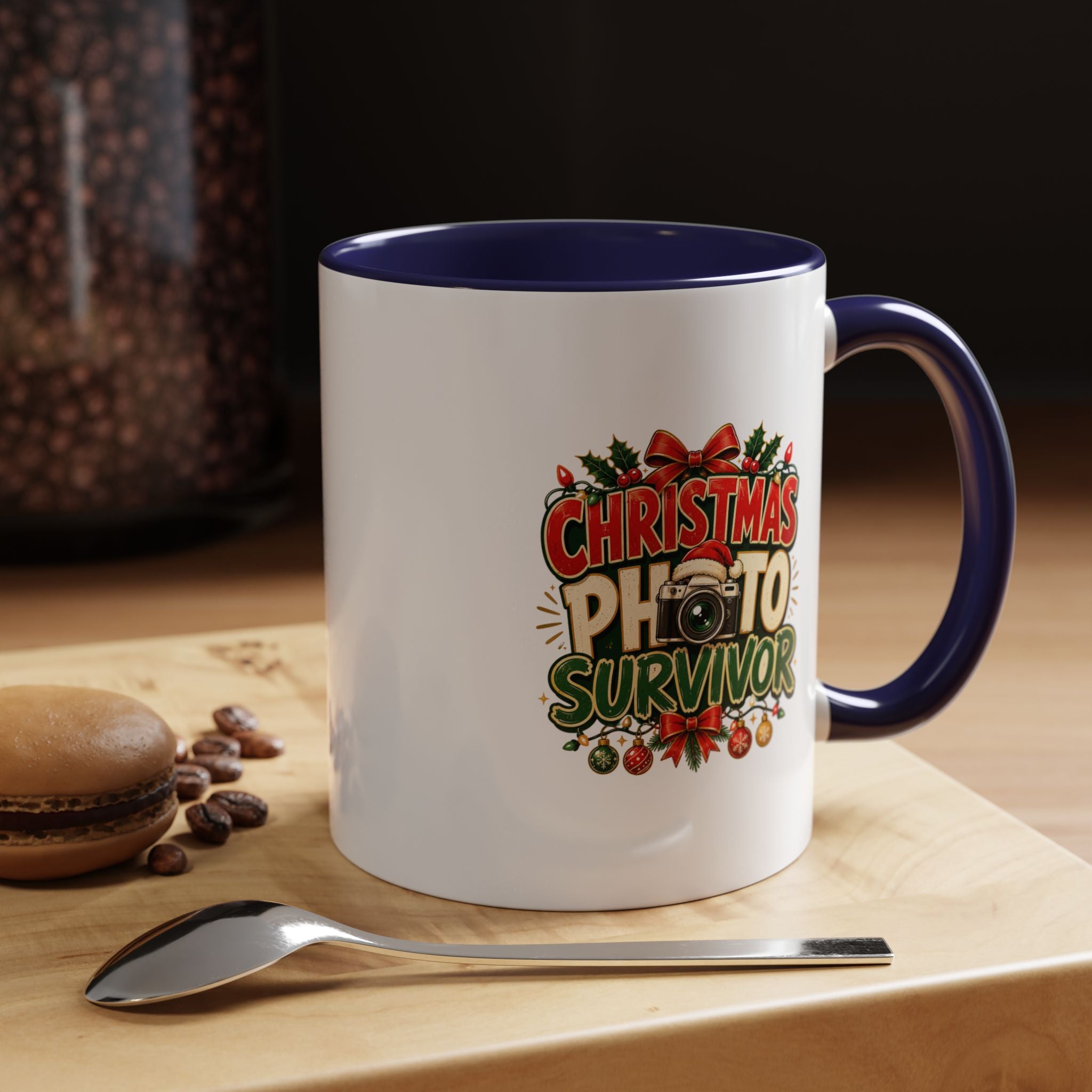 Christmas Photo Survivor Accent Coffee Mug — Holiday Photographer Gift