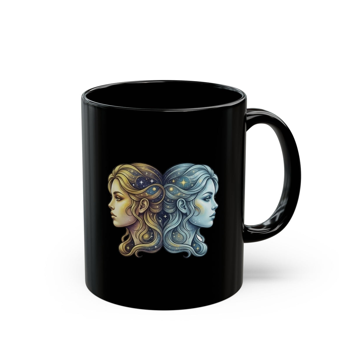 Gemini Zodiac Black Mug