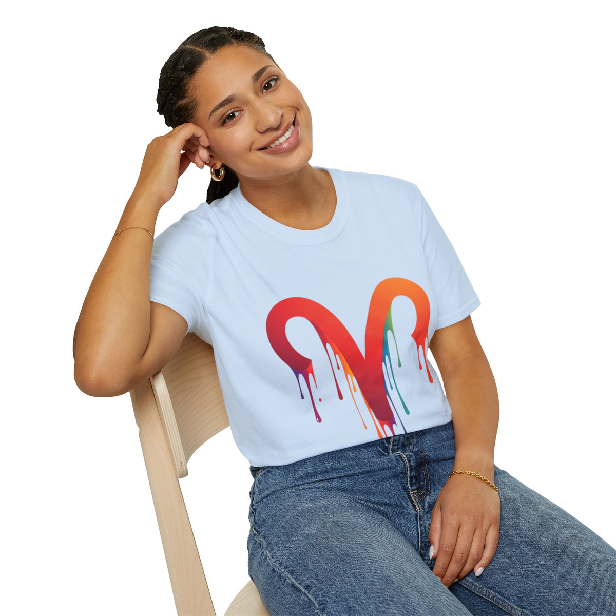 Aries Rainbow Drip T-Shirt — Colorful Dripping Zodiac Graphic Tee