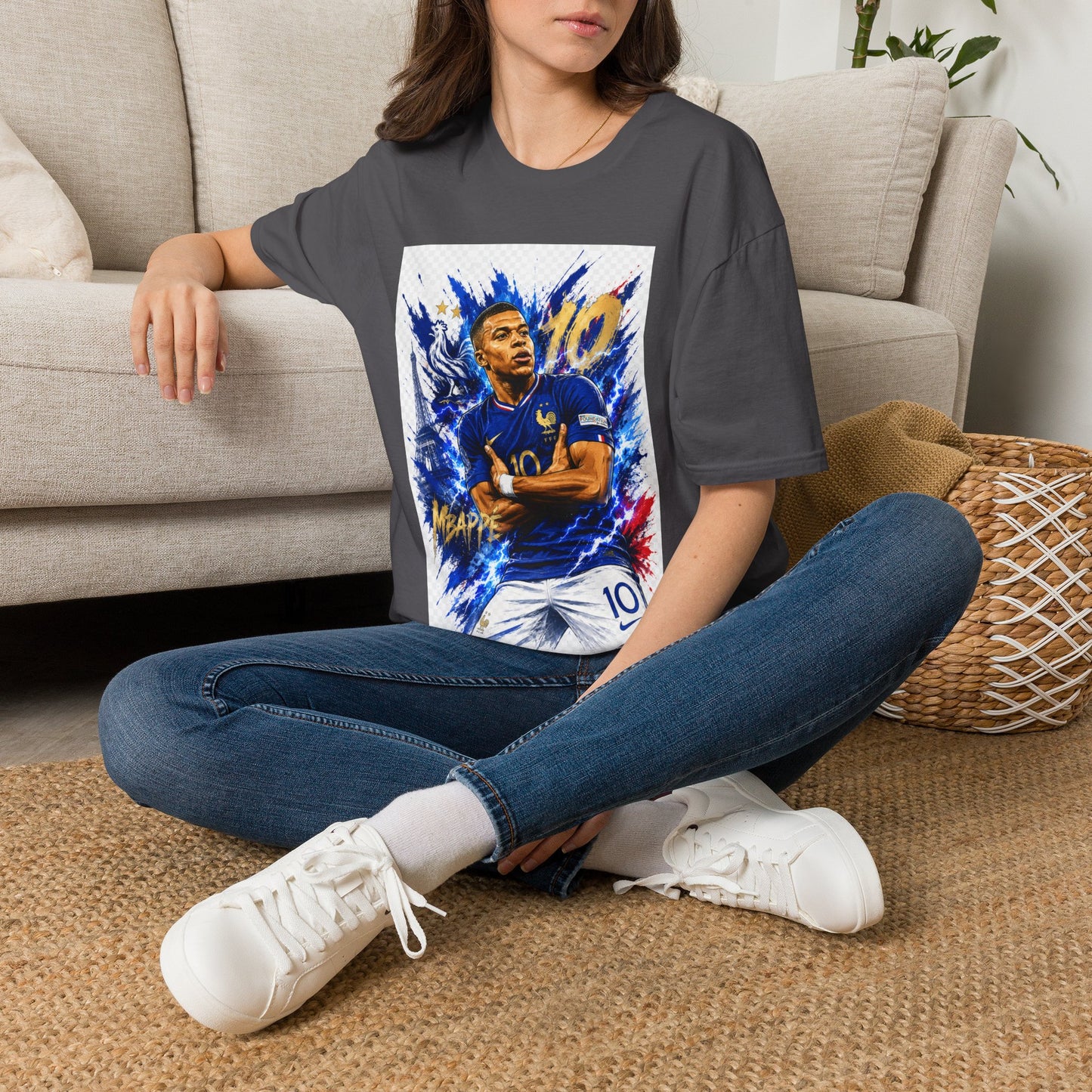 France Mbappé Soccer T-Shirt — #10 Blue Action Portrait Tee