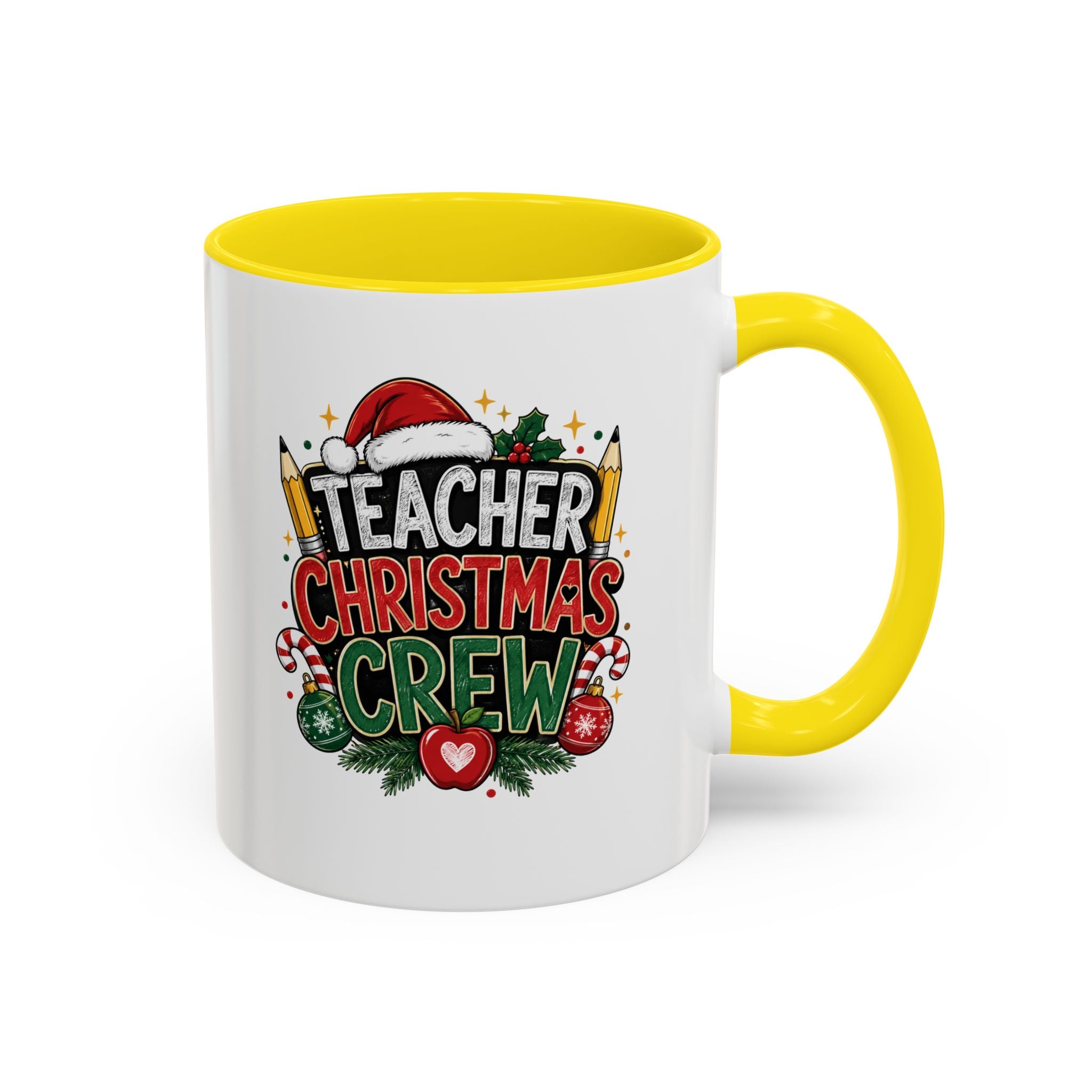 Teacher Christmas Crew Accent Coffee Mug – Holiday Teacher Gift