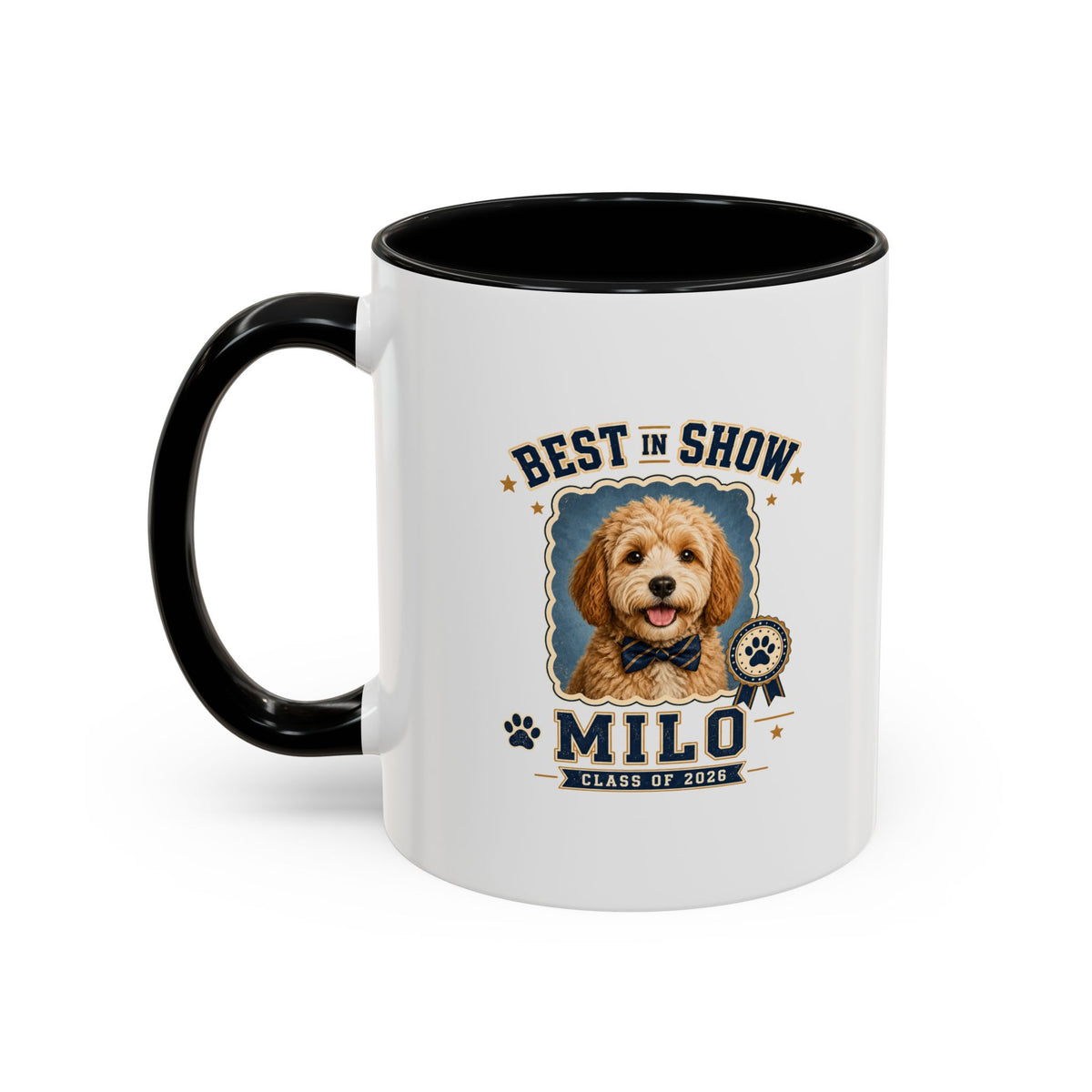 Milo Bailey Dog Dad Mom Best in Show Milo Personalized Dog Coffee Mug — Custom Pet Name Accent Mug