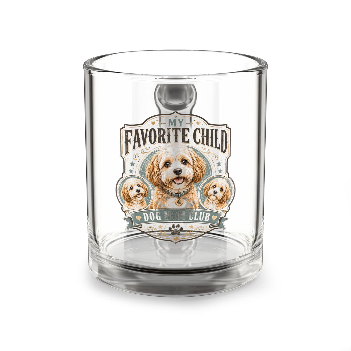 Glass Mug, 10oz Milo Bailey Dog Dad Mom Glass Mug, 10oz