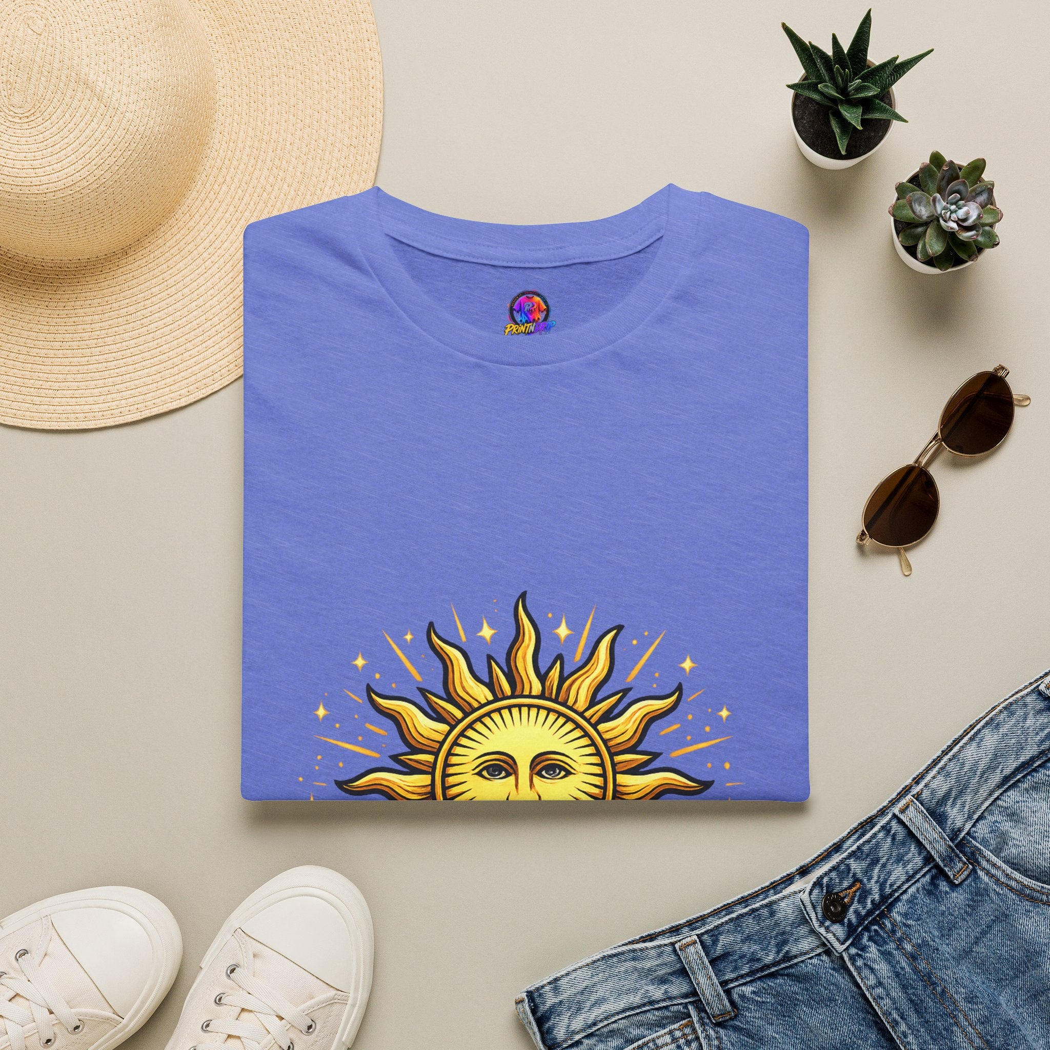 Argentina Sun Face Soccer T-Shirt — Retro Celestial Football Tee