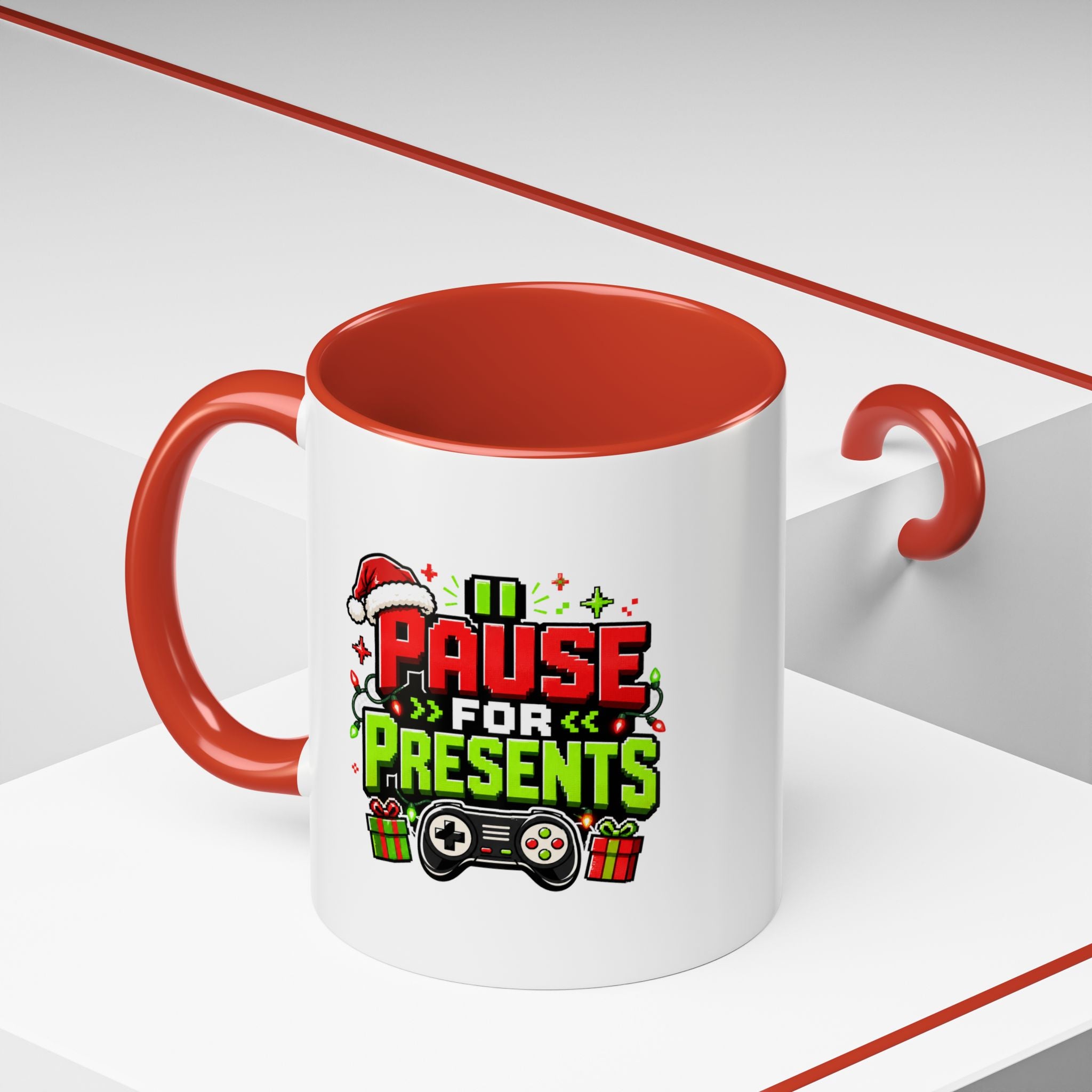 Modern Day Christmas Pause for Presents Christmas Gamer Coffee Mug