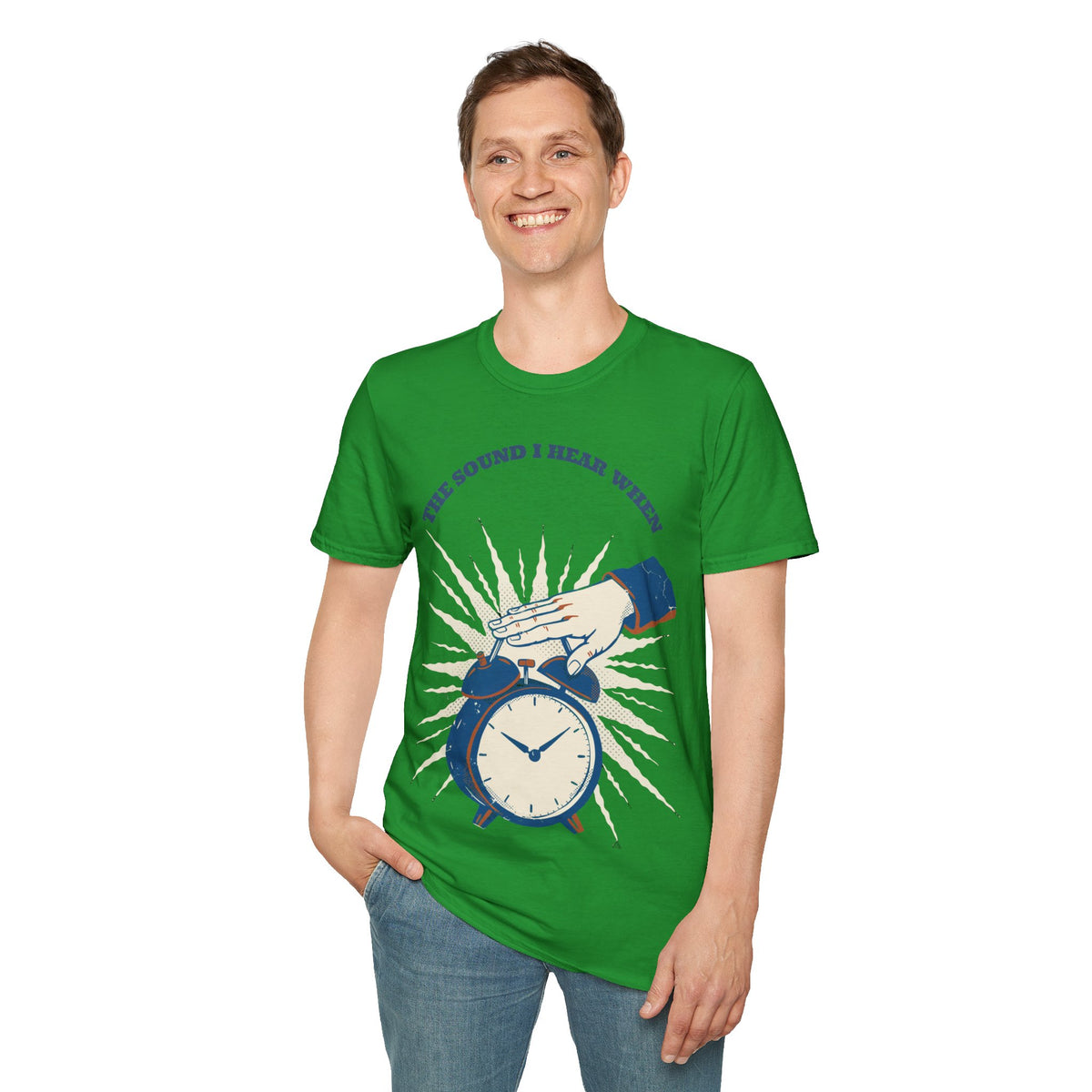 "The Sound I Hear When" Retro Alarm Clock Tee | Relatable Funny Quote T-Shirt - Trending Now - September 2026