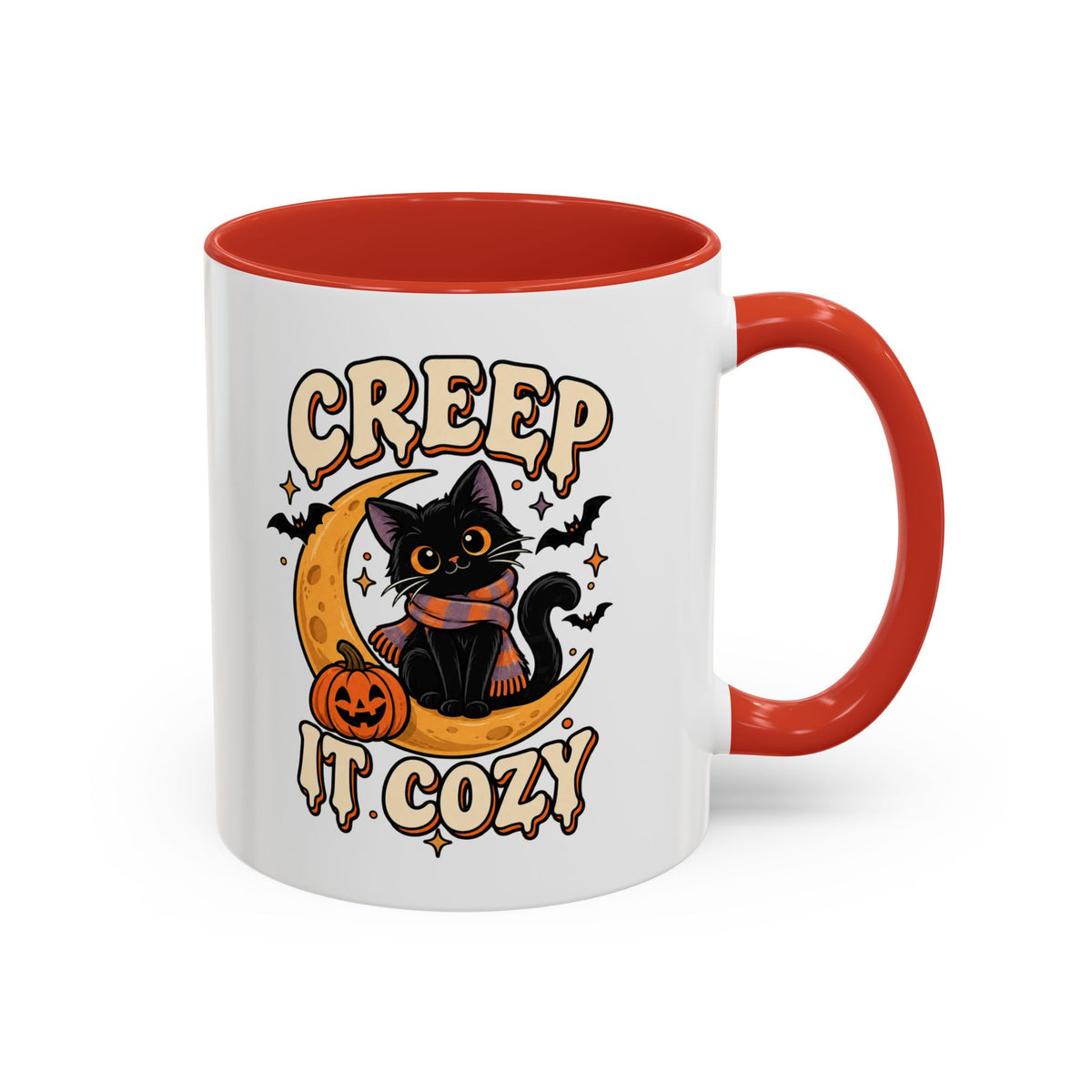 Creepy It Cozy Black Cat Halloween Accent Coffee Mug (11/15oz)