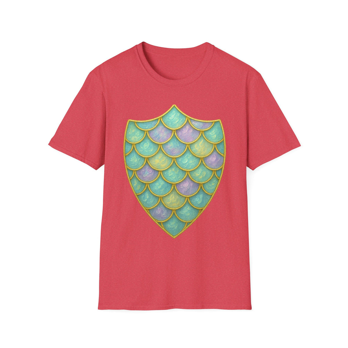 Mermaid Scale Shield T-Shirt — Iridescent Aquamarine Graphic Tee - Trending Now - September 2026