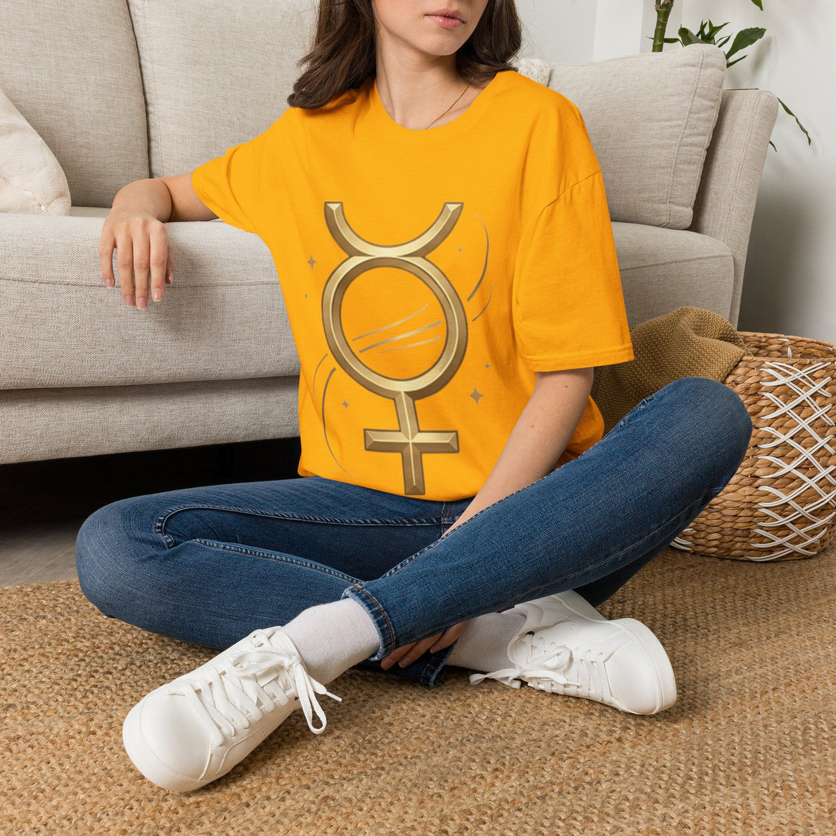 Gold Mercury Astrology Symbol Tee T-Shirt