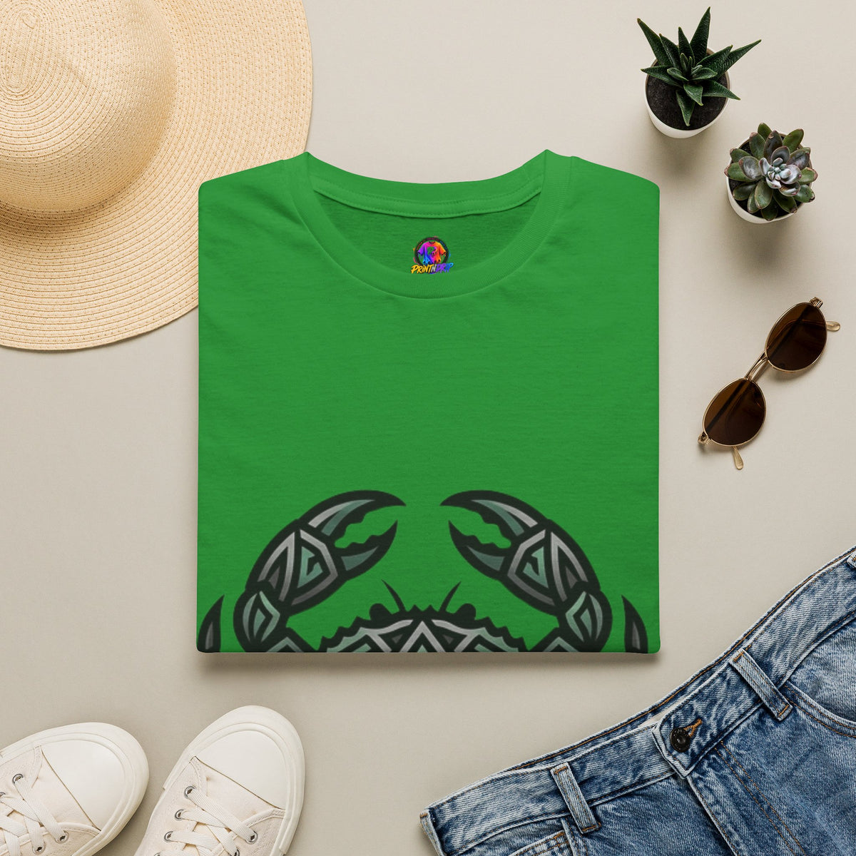 Cancer Zodiac Crab Tribal Graphic T-Shirt — Nautical Beachy Zodiac Style