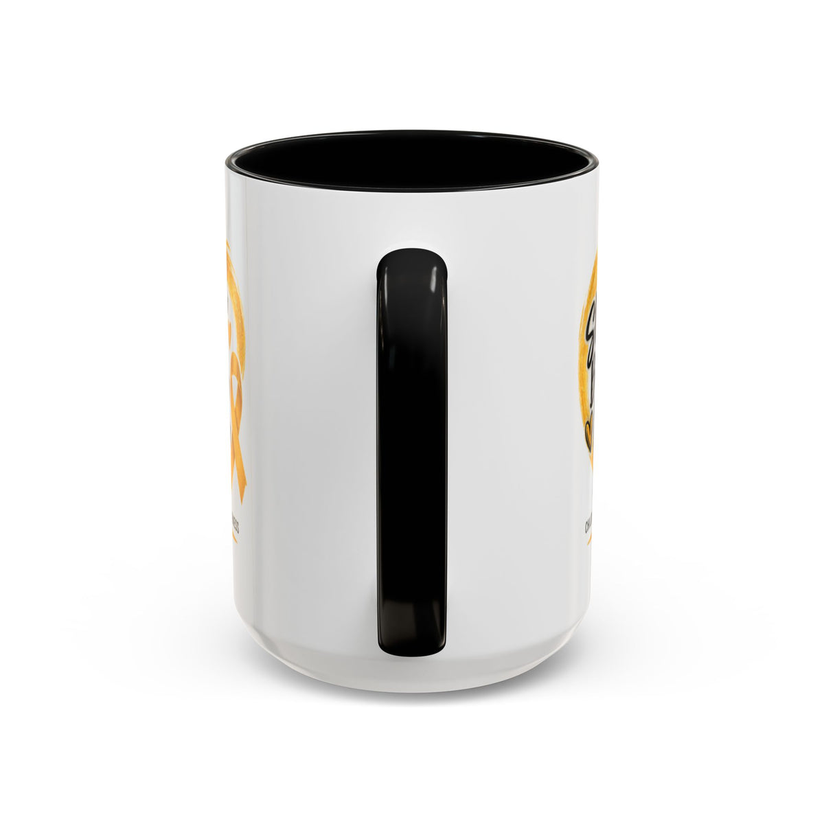 Childhood Cancer Awareness Accent Coffee Mug — "Stronger Brighter Kinder Braver"