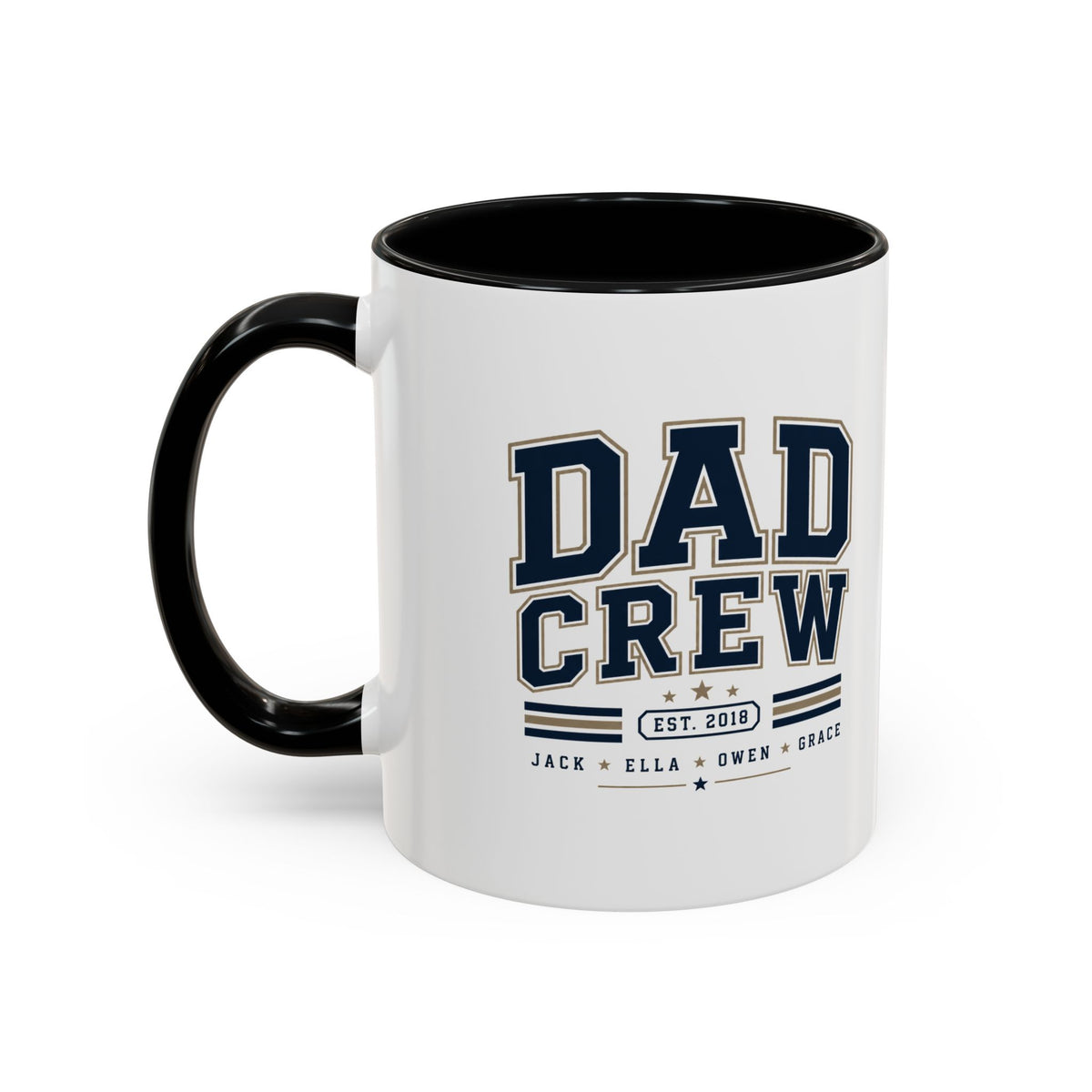 Milo Bailey Dog Dad Mom Dad Crew Accent Coffee Mug — Personalized Family Names, Established Date Coffee Cup