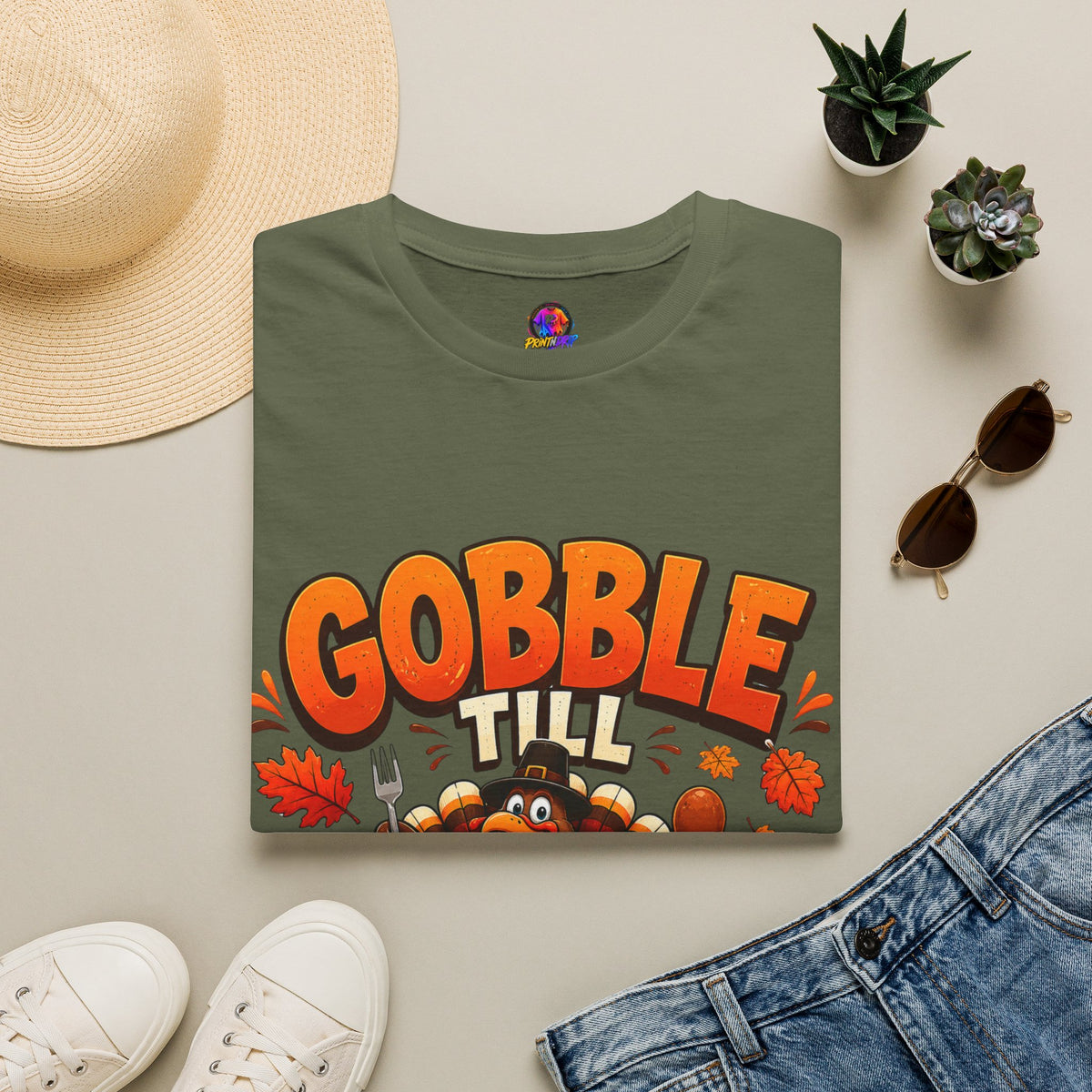 Thanksgiving T-Shirt Gobble 'Til You Wobble Thanksgiving T-Shirt