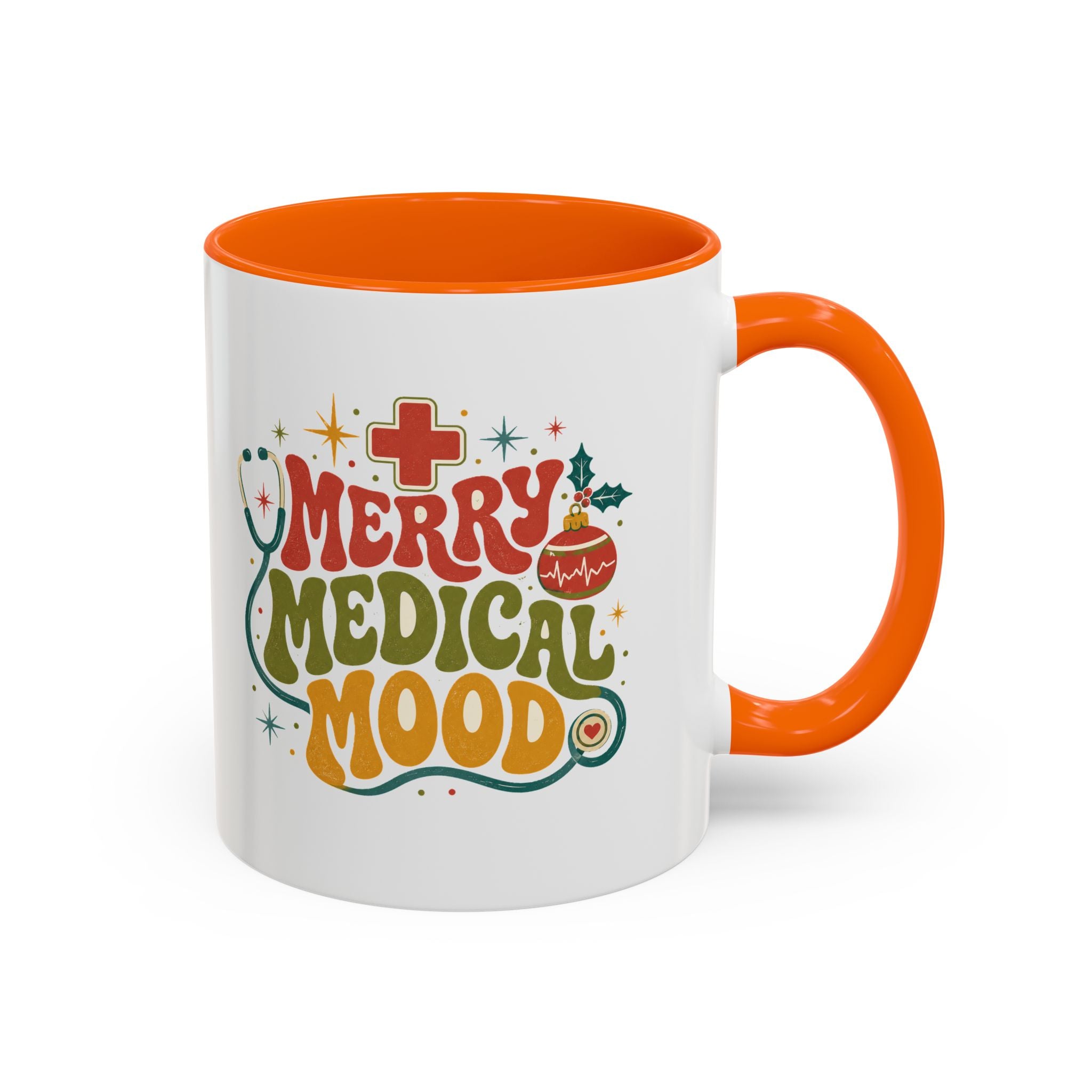 Modern Day Christmas Merry Medical Mood Accent Coffee Mug — Holiday Nurse & Doctor Gift